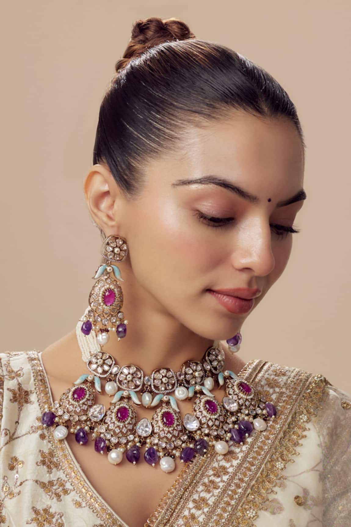 VIVINIA by Vidhi Mehra Kundan Polki Designer Jewellery Set 