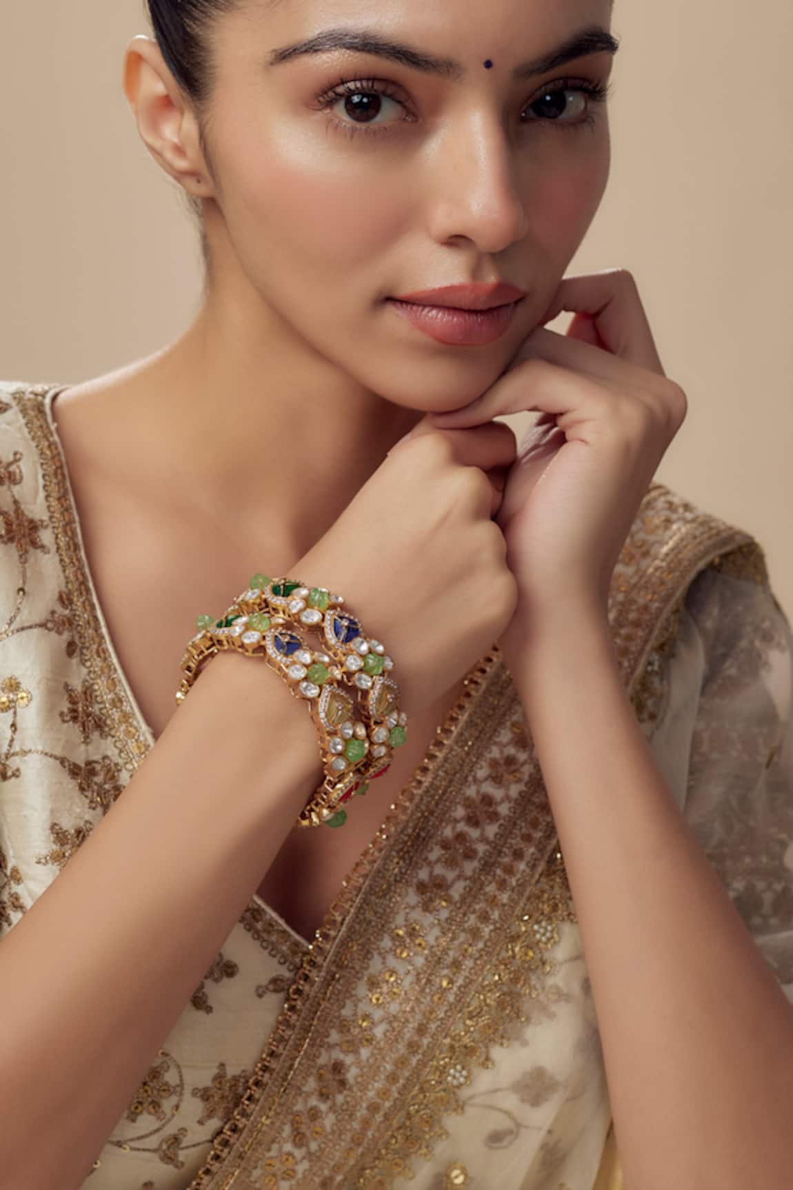 VIVINIA by Vidhi Mehra Multi Stone Embellished Bangles 