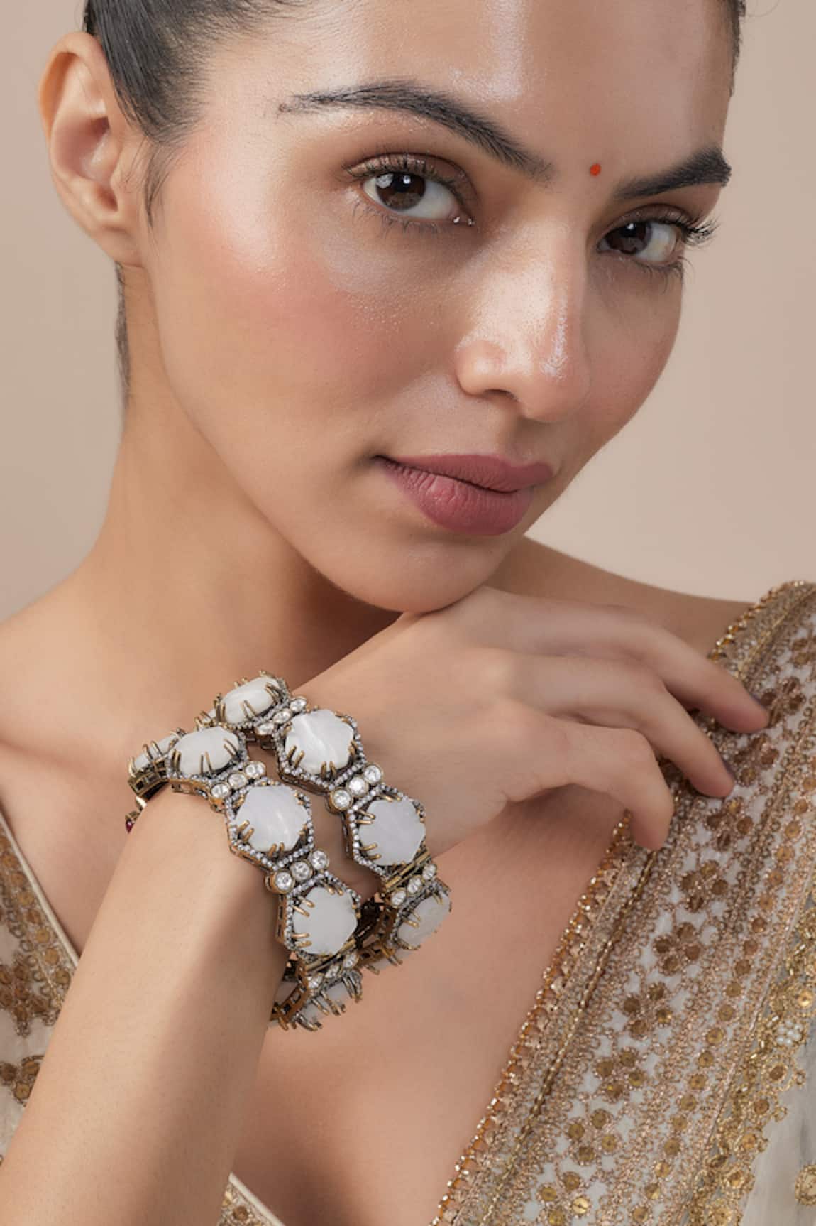 Vivinia By Vidhi Mehra Gold Kundan Polki Designer Bangles 