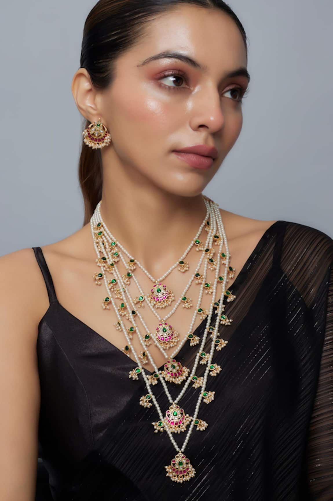 VIVINIA by Vidhi Mehra Gold Kundan Polki Necklace & Earring Set 