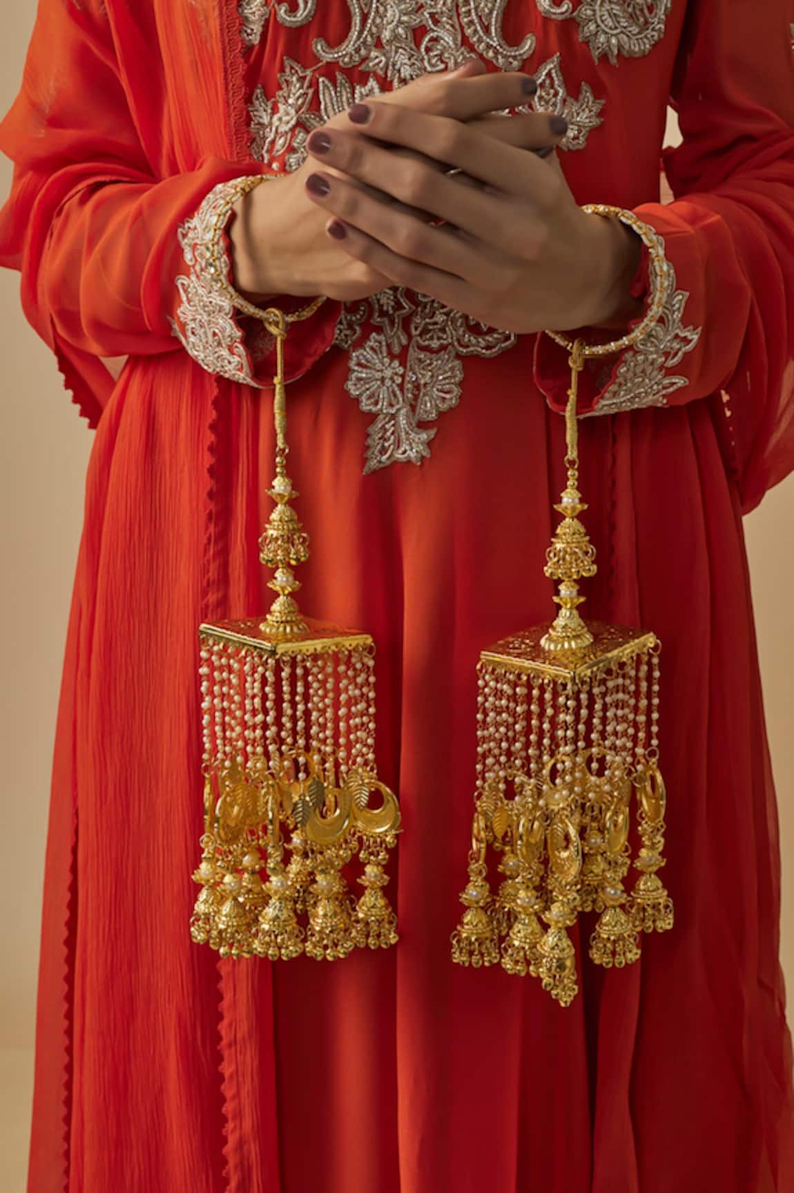 VIVINIA by Vidhi Mehra Gold Kundan Polki Kaleera Pair 