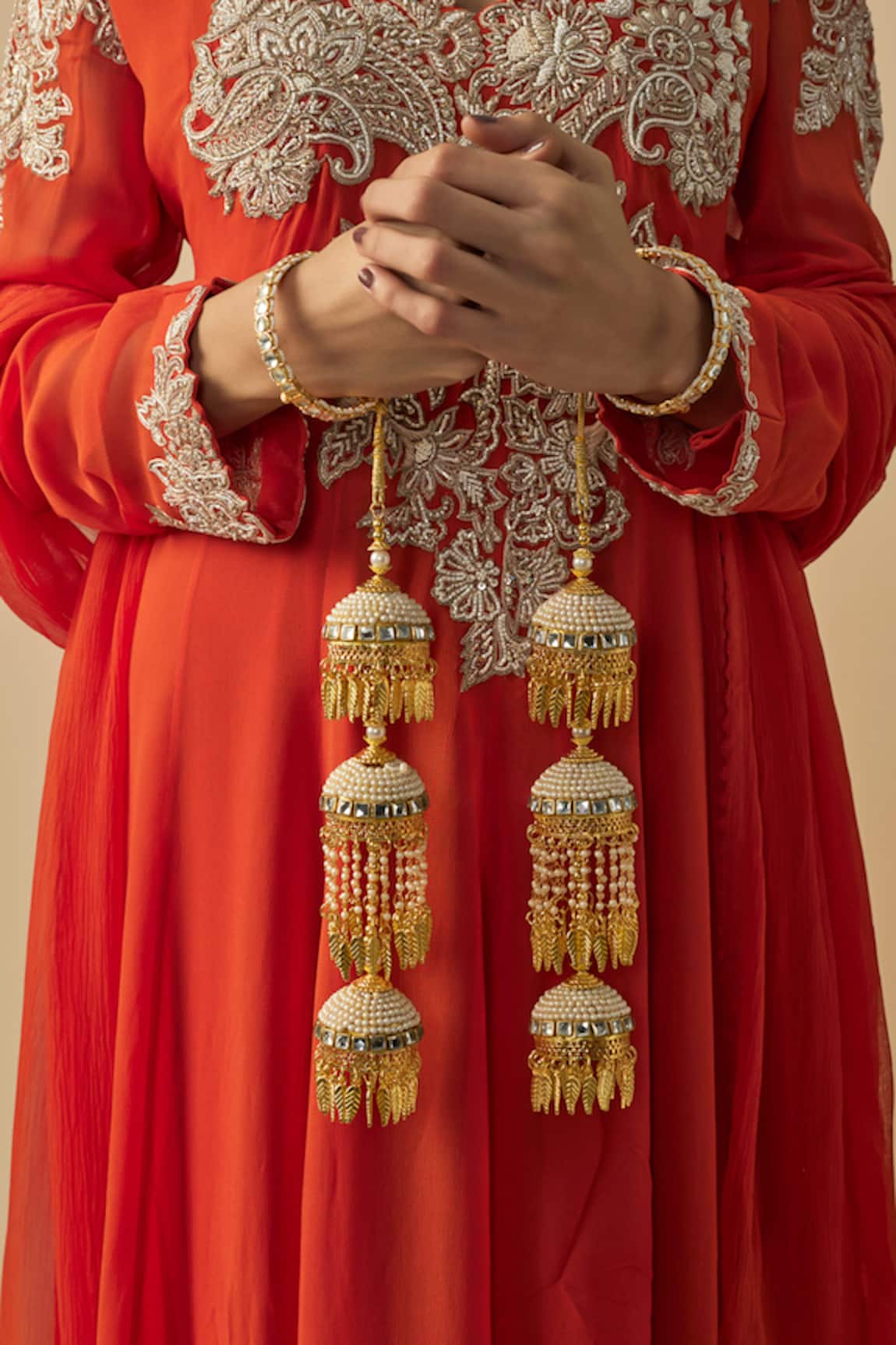 VIVINIA by Vidhi Mehra Designer Gold Kundan Polki Kaleeras 