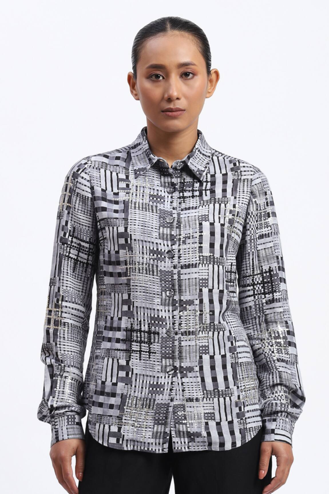 ABRAHAM AND THAKORE Handpainted Checks Shirt 