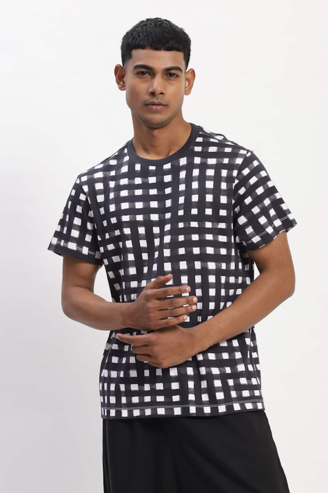 Abraham And Thakore Watercolour Checks T-Shirt 