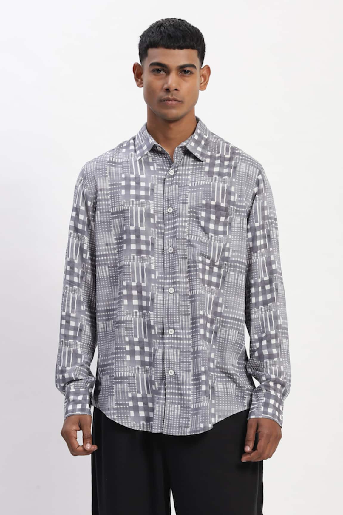 Abraham And Thakore Handpainted Checks Casual Shirt 