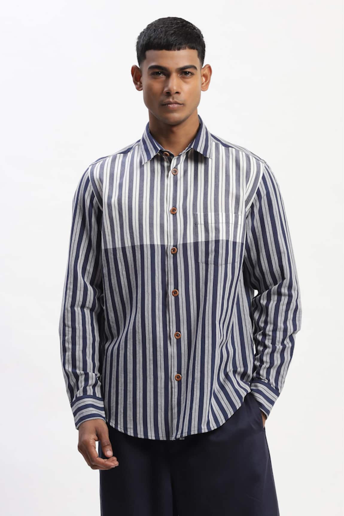 Abraham And Thakore Engineered Dual Woven Shirt 