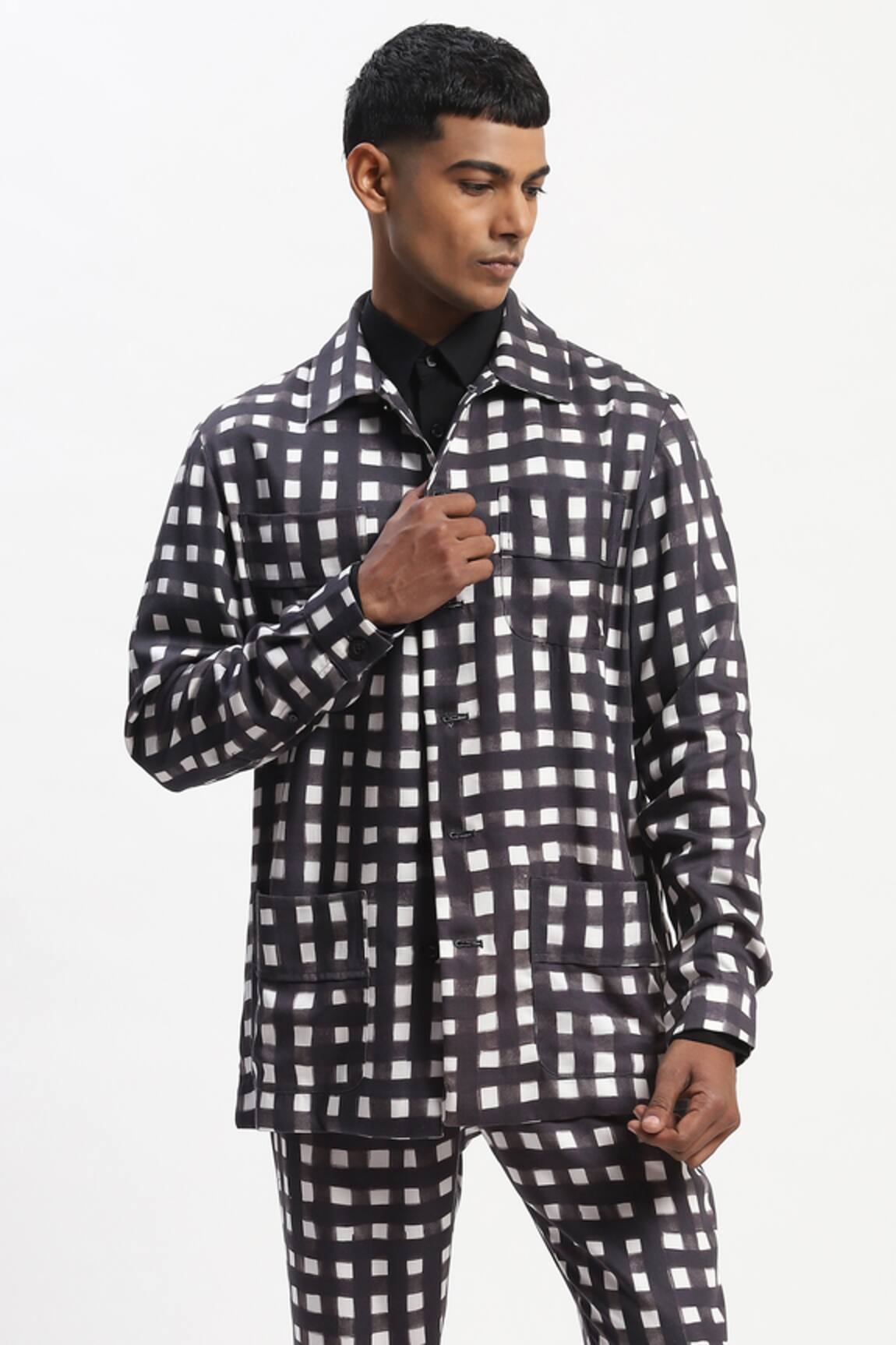 ABRAHAM AND THAKORE Watercolour Checks Jacket 
