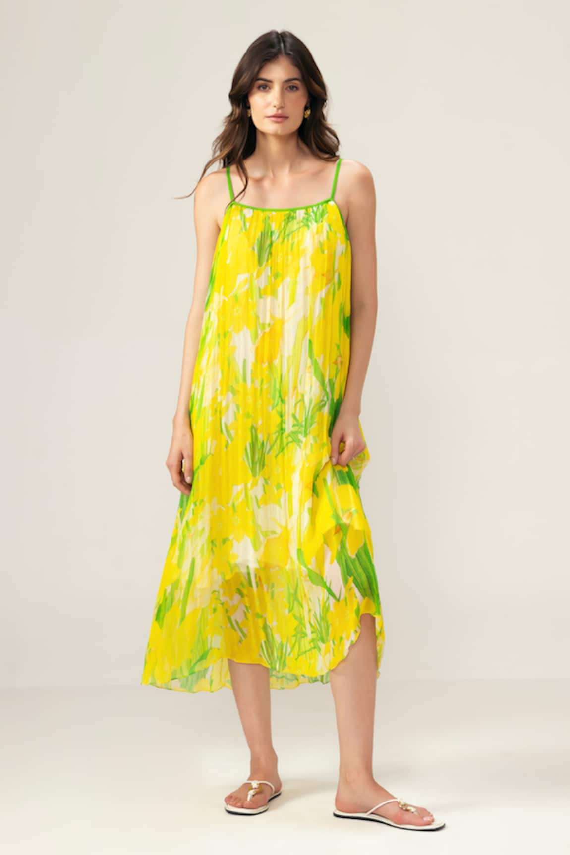 REENA SHARMA Alina Yellow Cami Dress 