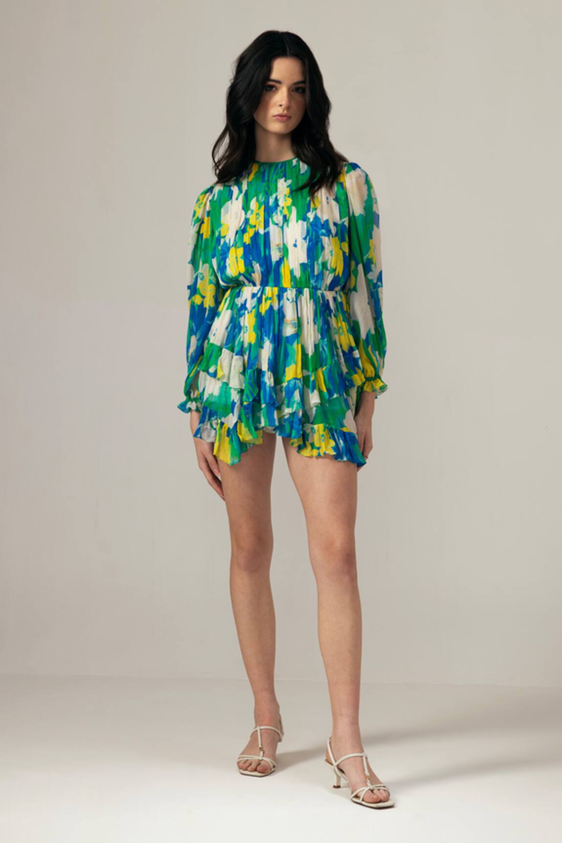 REENA SHARMA Nora Ruching Short Dress 