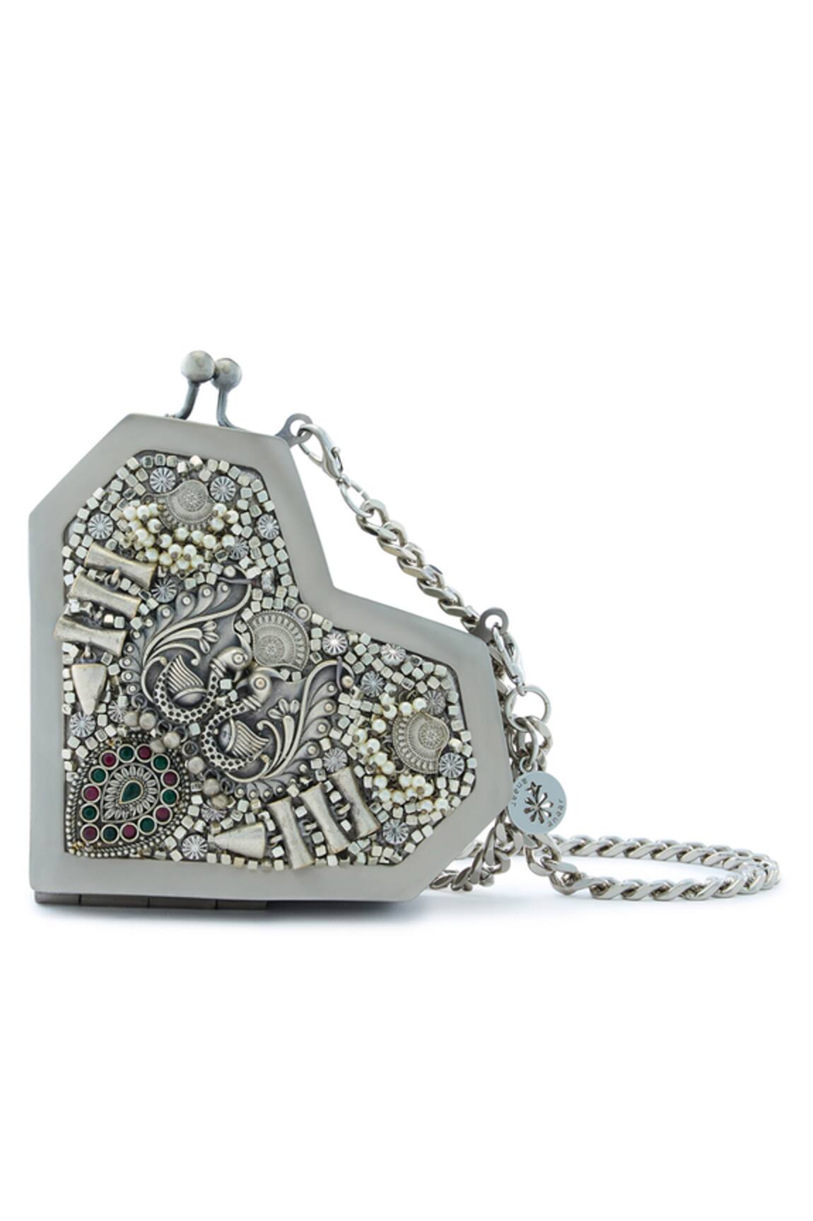 Anaar Designer Silver Slingette Clutch 