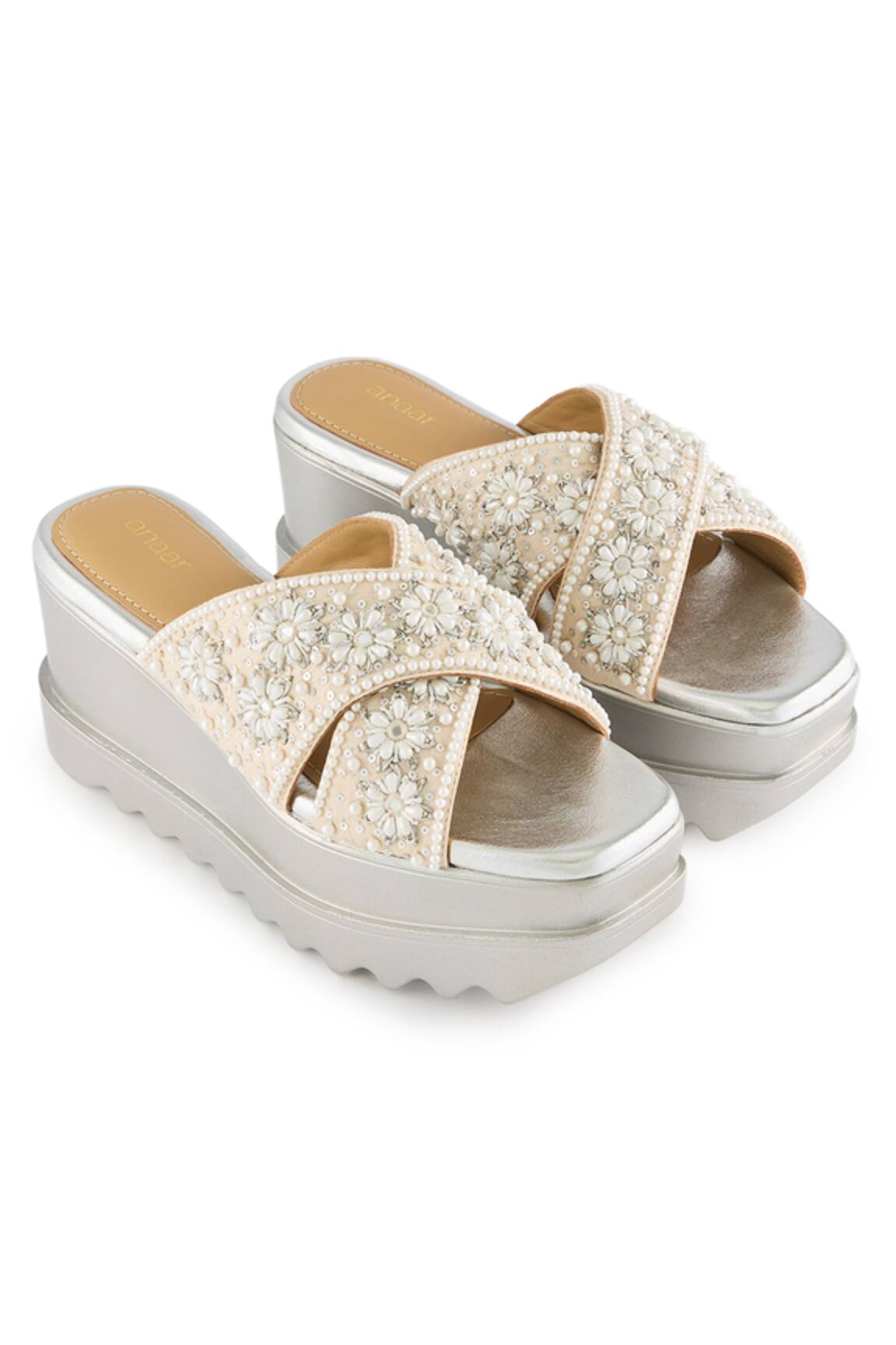 Anaar Embellished Beige Luna Sandals 