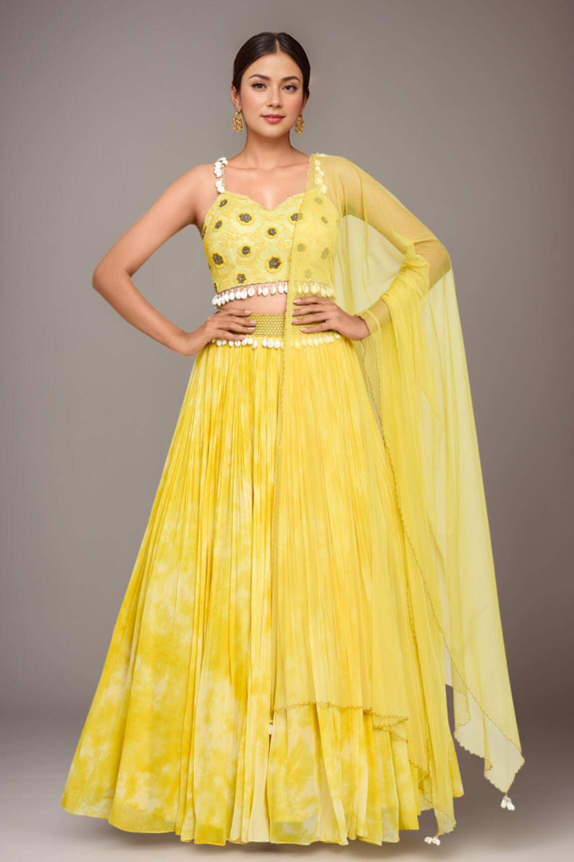Samyukta Singhania Sunflower Embellished Blouse Lehenga Set 