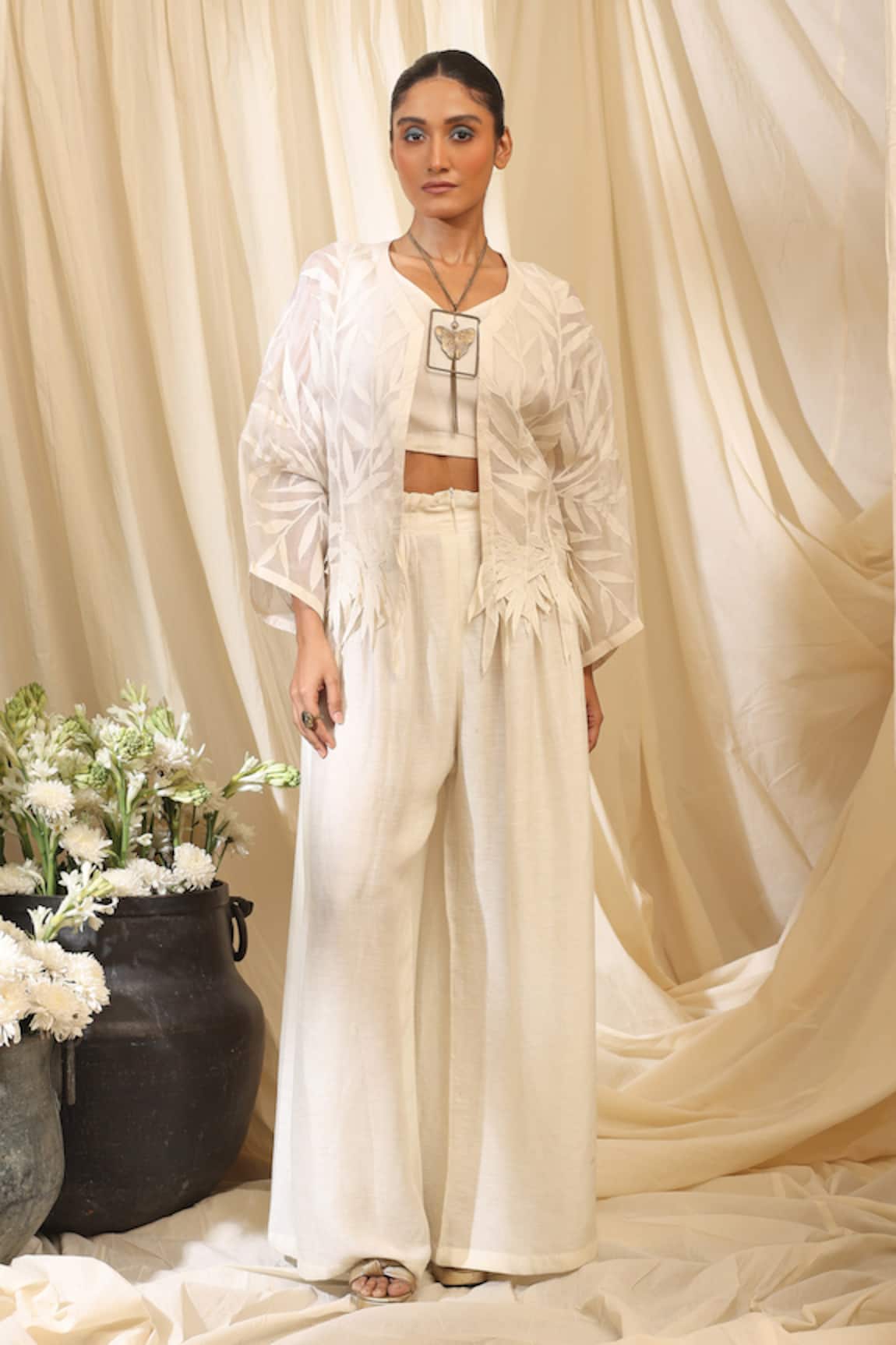 Ekru Ivory Bamboo Foliage Co-ord Set 