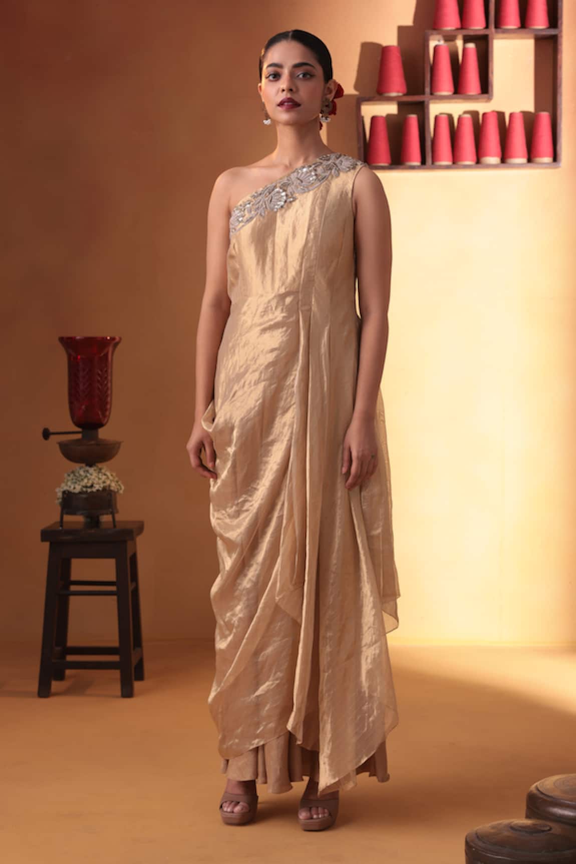Ekru Elysian Drape Gown 