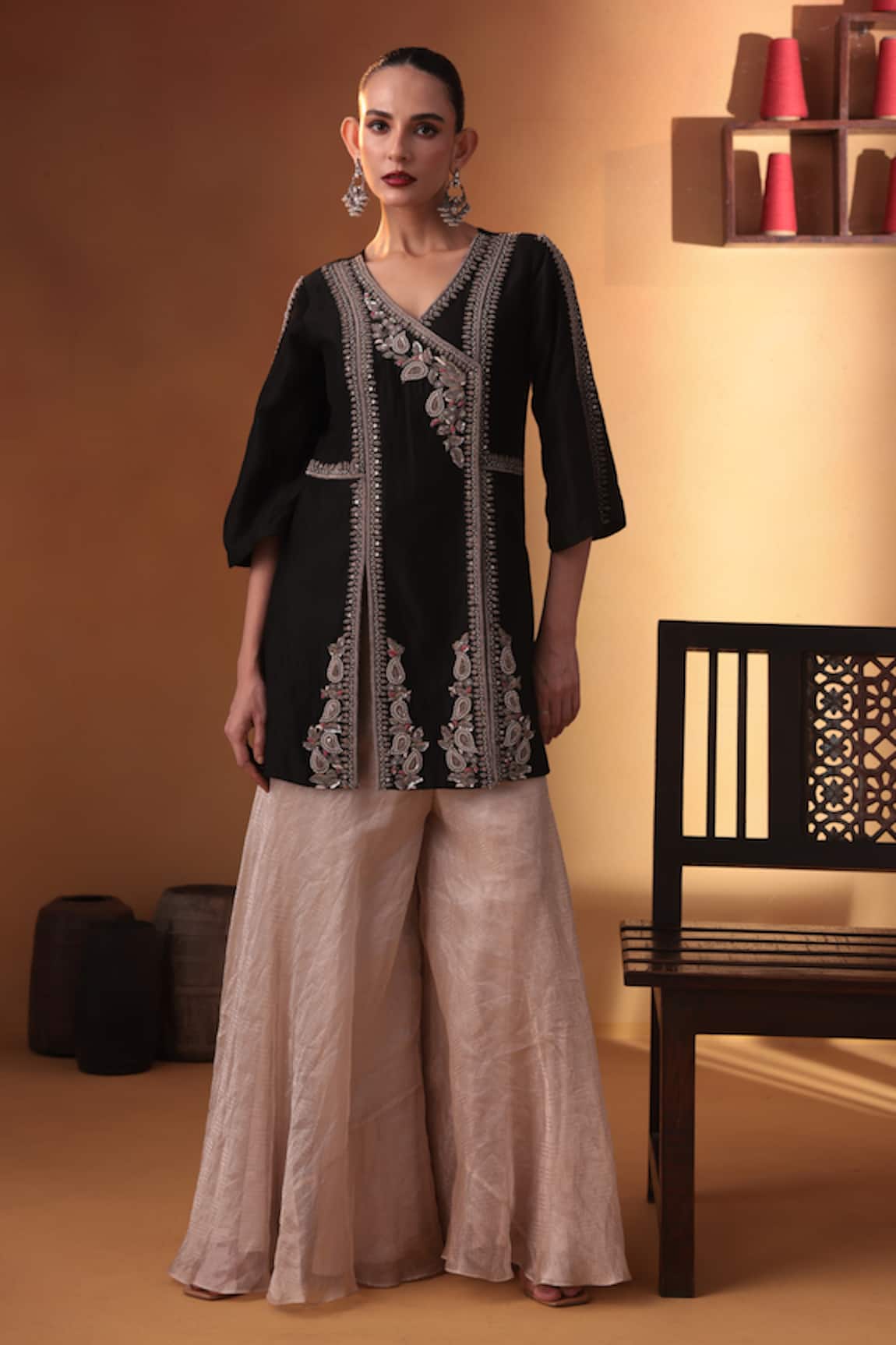 Ekru Ziyaan Jacket & Sharara Set 