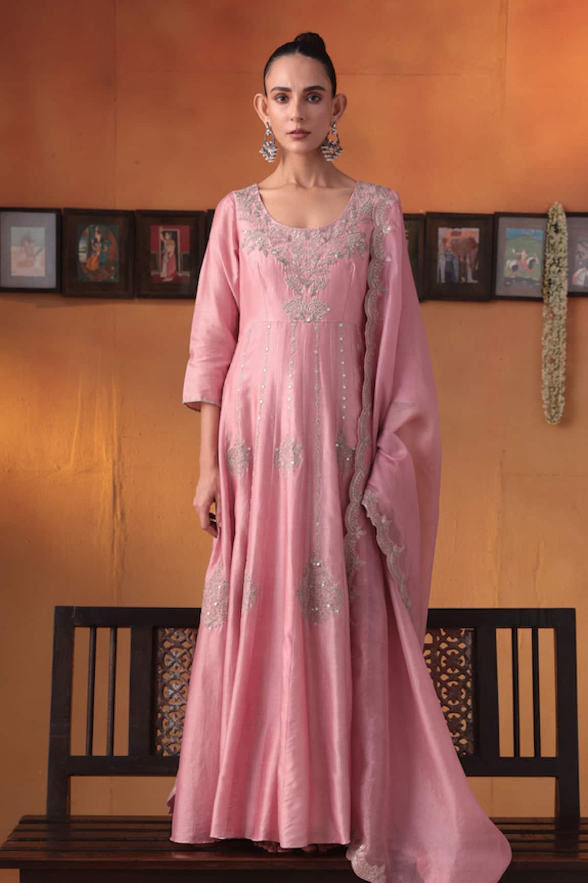 Ekru Raag-e-noor Anarkali Kurta Set 