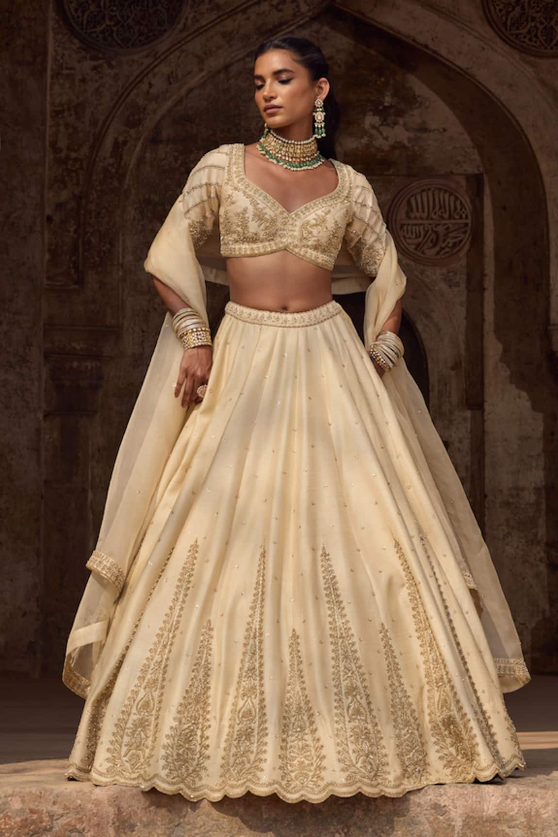Kritika Dawar Ivory Silk Embroidered Lehenga Set 