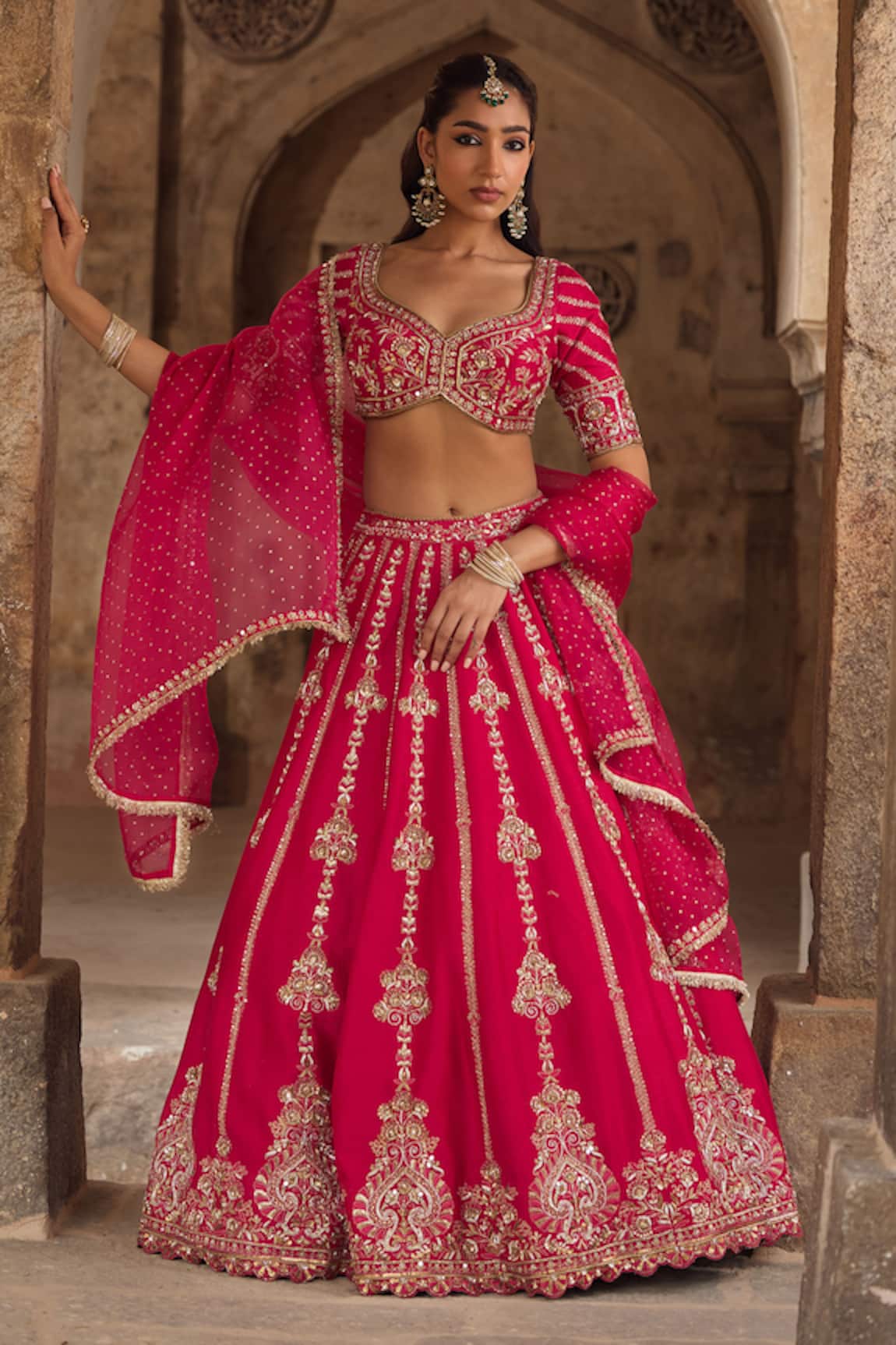 Kritika Dawar Magenta Embroidered Lehenga Set 