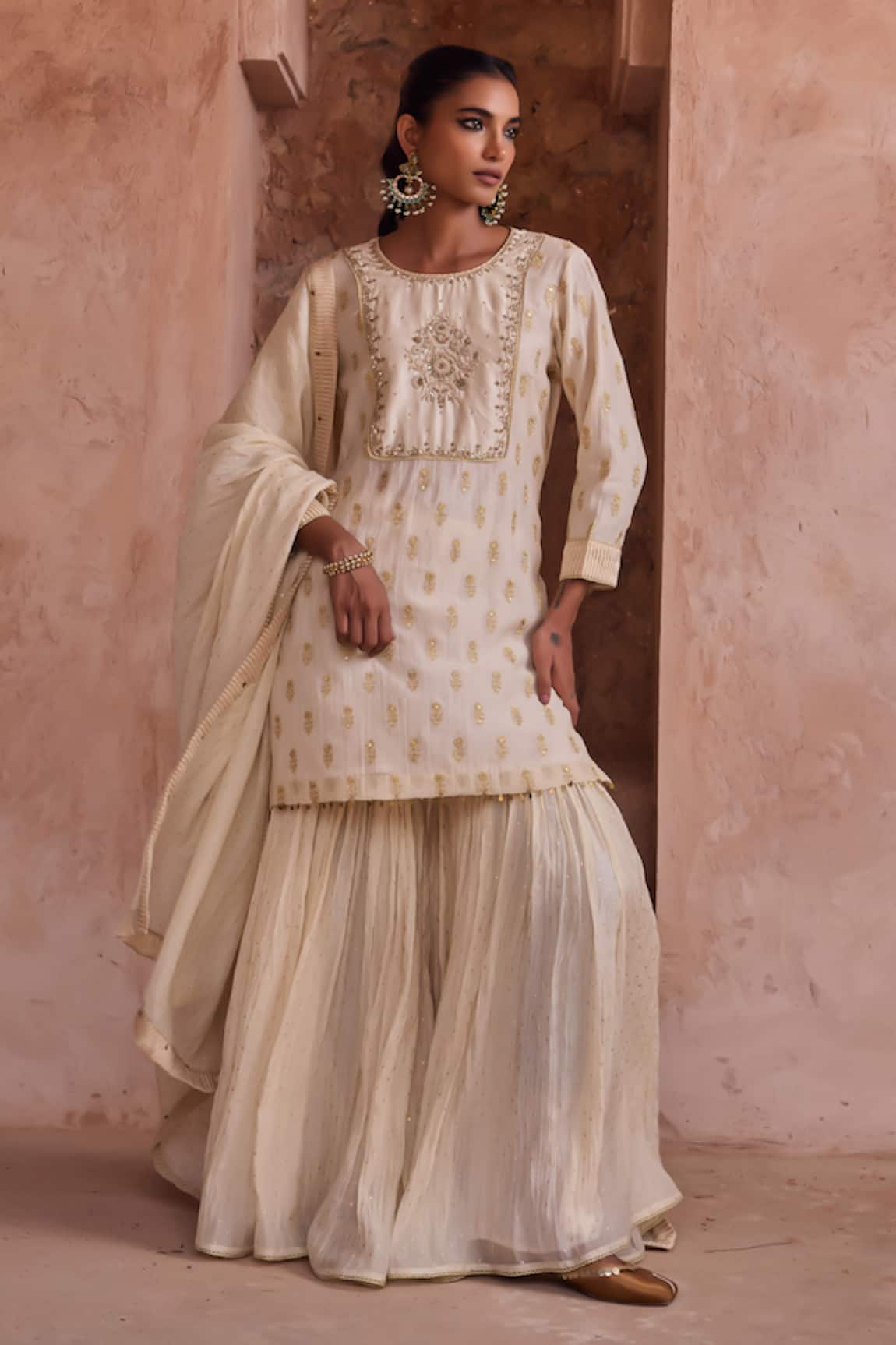 Kritika Dawar Ivory Zari Embroidered Gharara Set 