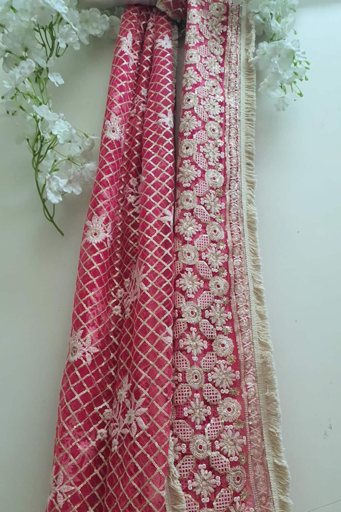 MONK & MEI BY SONIA ANAND Zari Embroidered Jaal Dupatta 