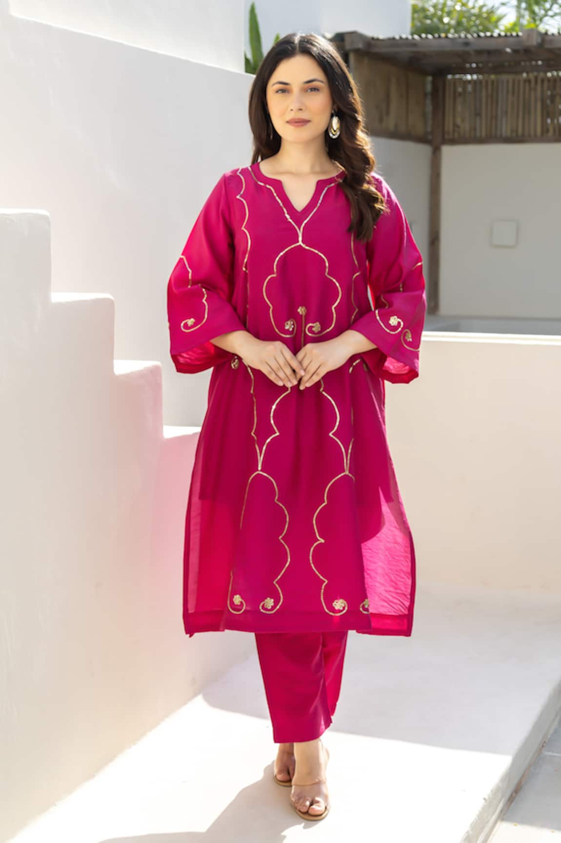 ASRUMO Rani Bagh Embroidered Chanderi Co-ord Set 