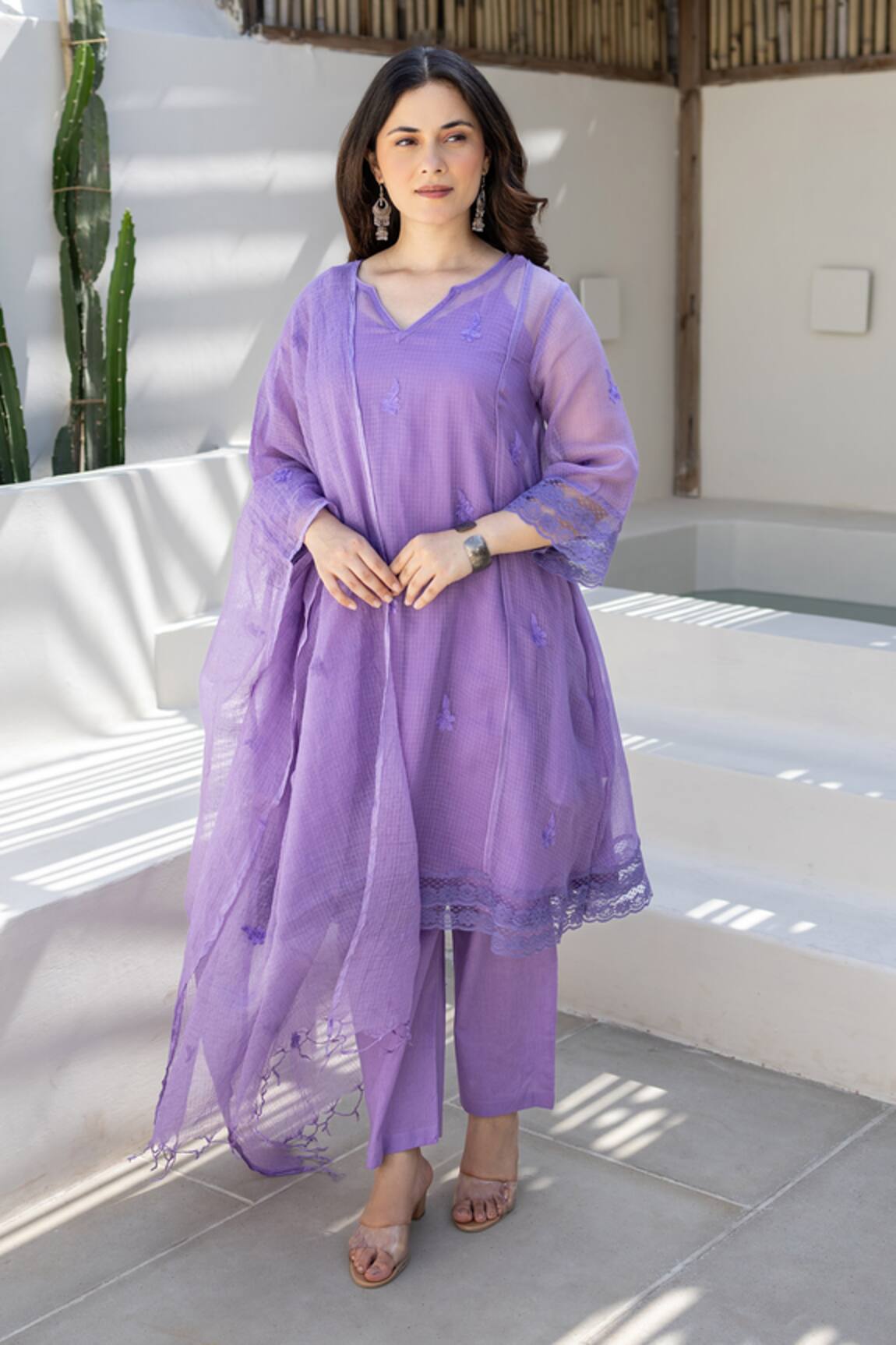 ASRUMO Lavender Breeze Embroidered Kurta Set 
