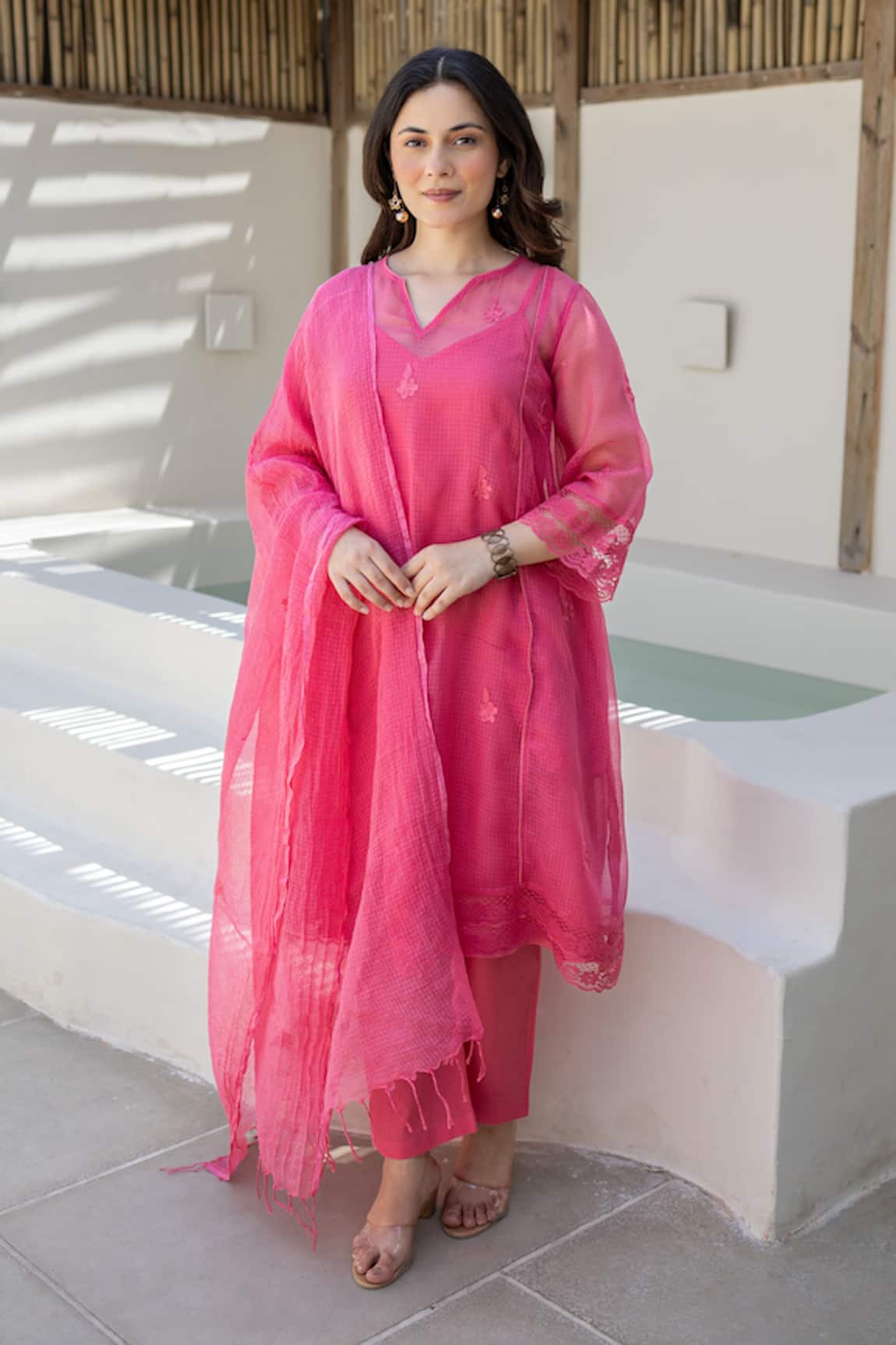ASRUMO Gulnaar Pink Doriya Kurta Set 