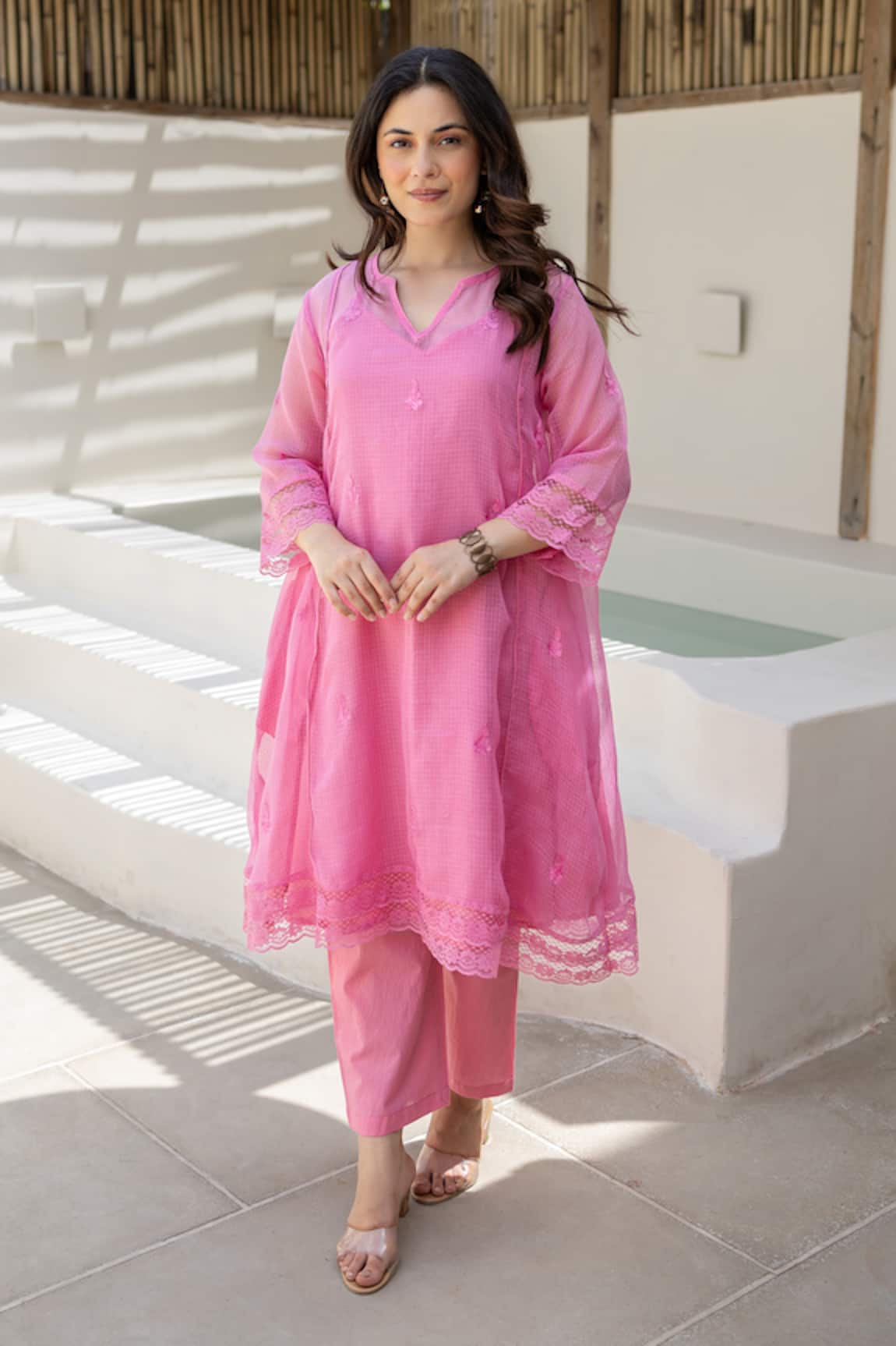 ASRUMO Gulaab Pink Doriya Kurta Set 