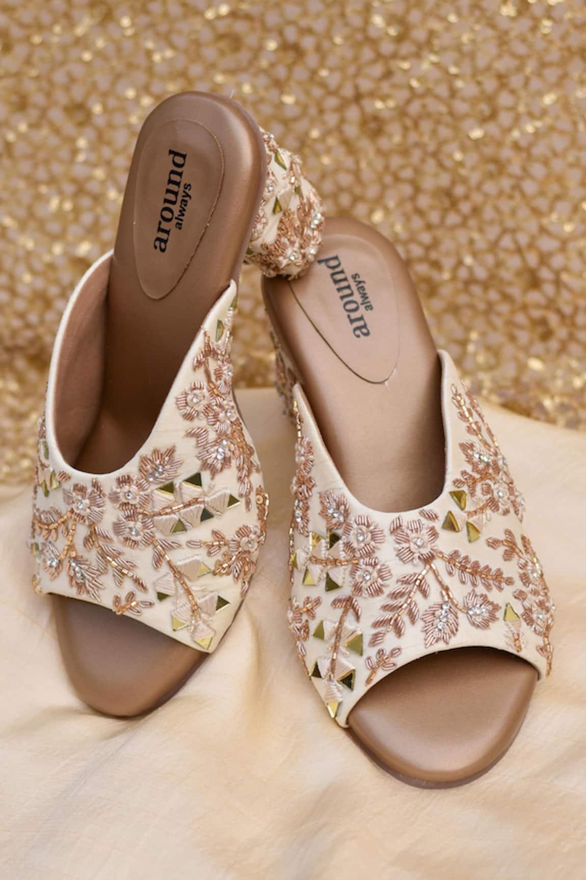 AROUND ALWAYS Buttercup Embroidered Heels 