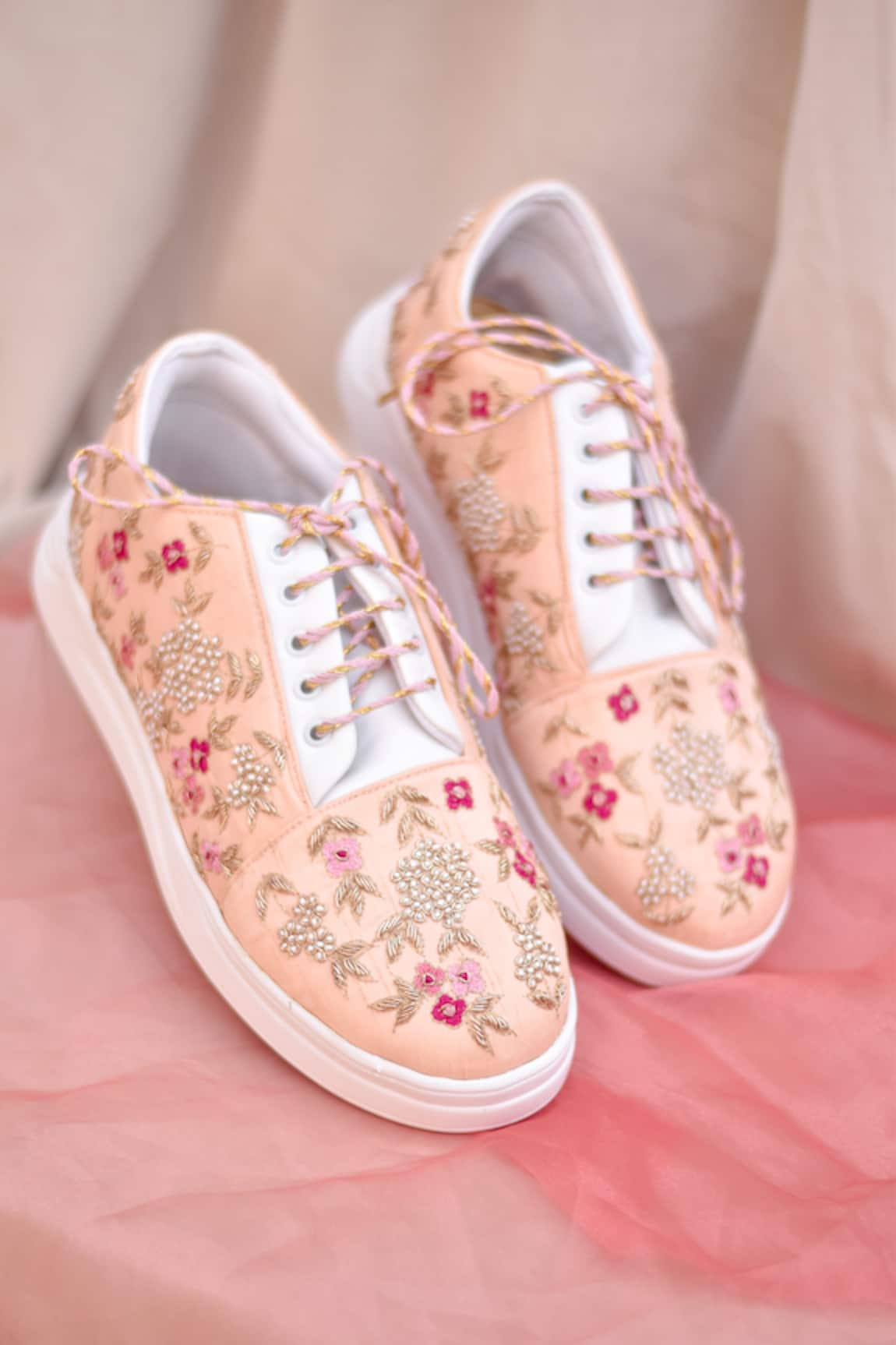 AROUND ALWAYS Embroidered Peach Shireen Sneakers 