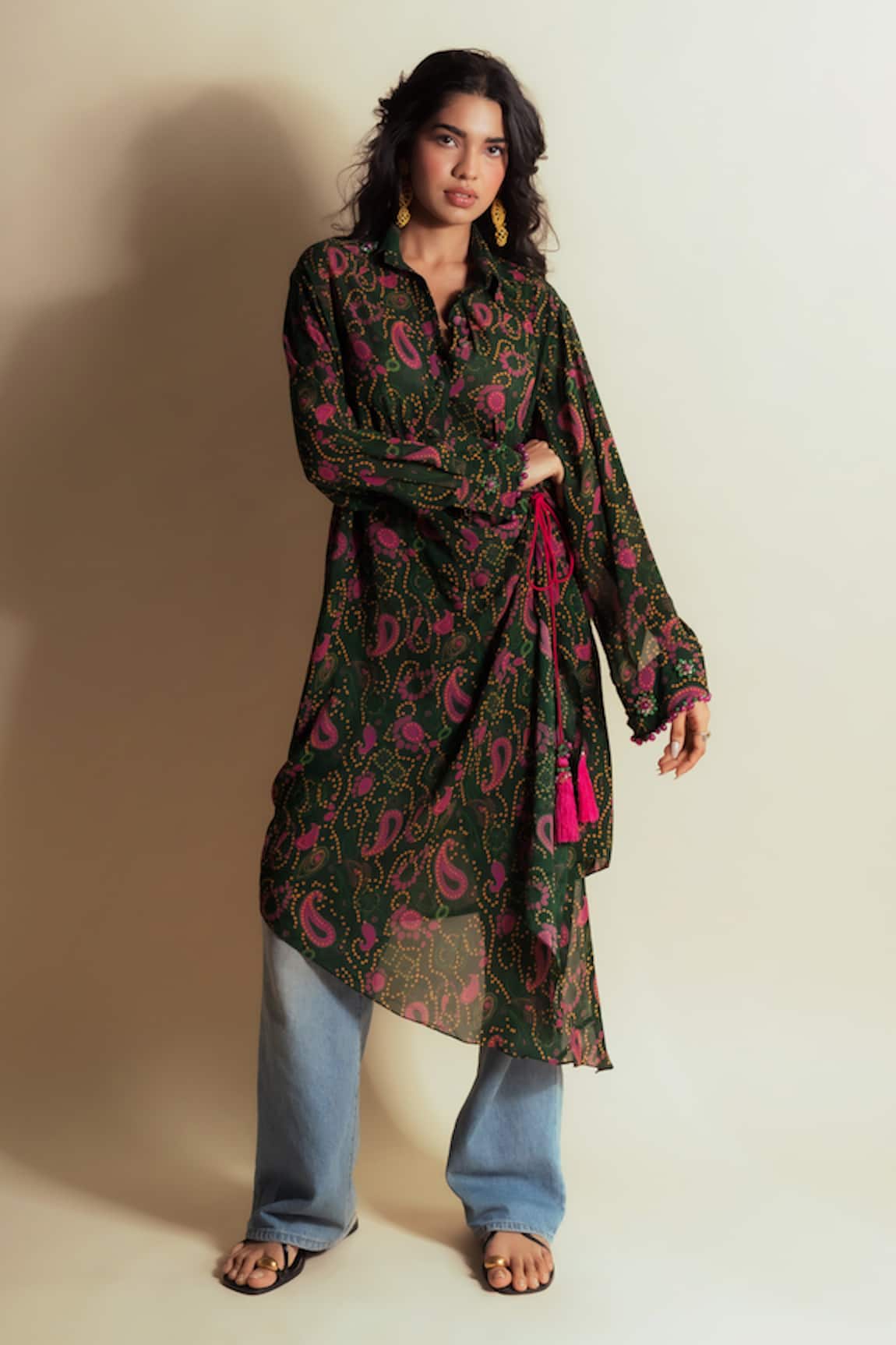 Style Junkiie Paisley Print Green Shirt Dress 
