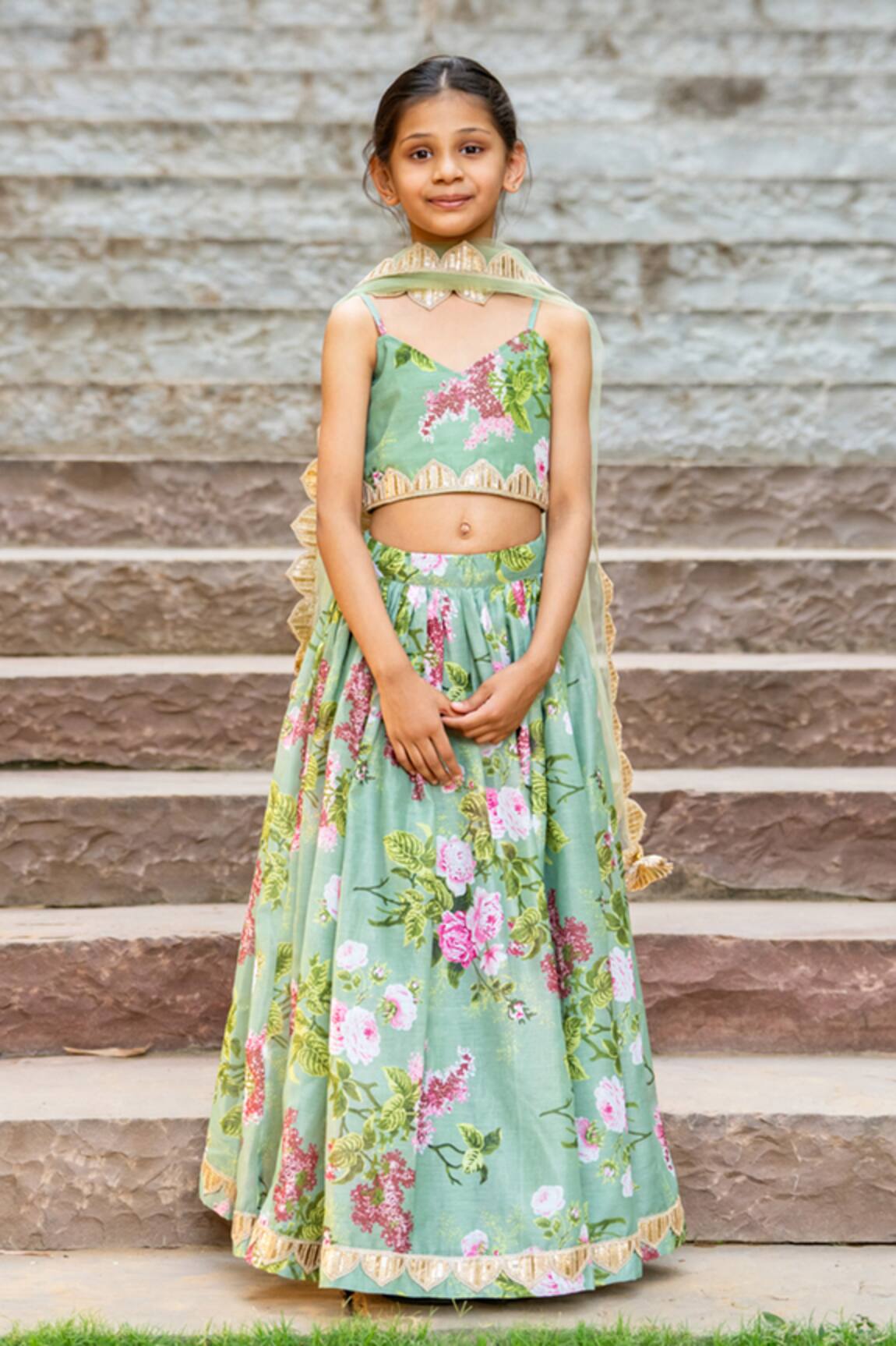 YUVRAANI JAIPUR Mint Green Printed Lehenga Set 