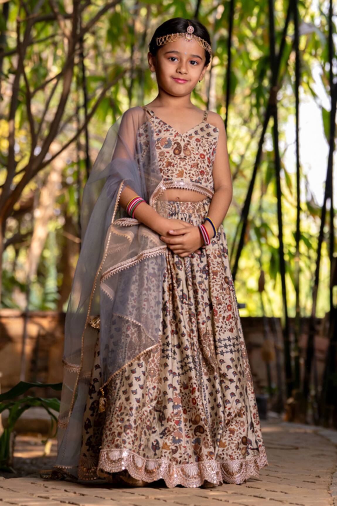 YUVRAANI JAIPUR Floral Printed Lehenga Set For Girls 