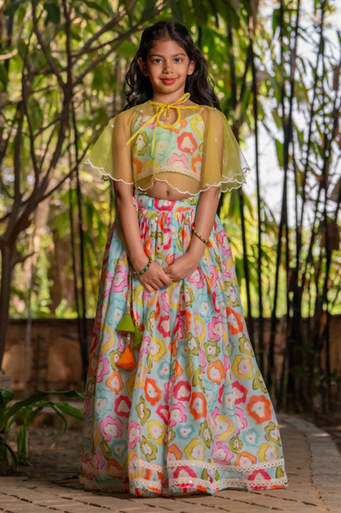 YUVRAANI JAIPUR Multi-coloured Printed Lehenga with Cape 