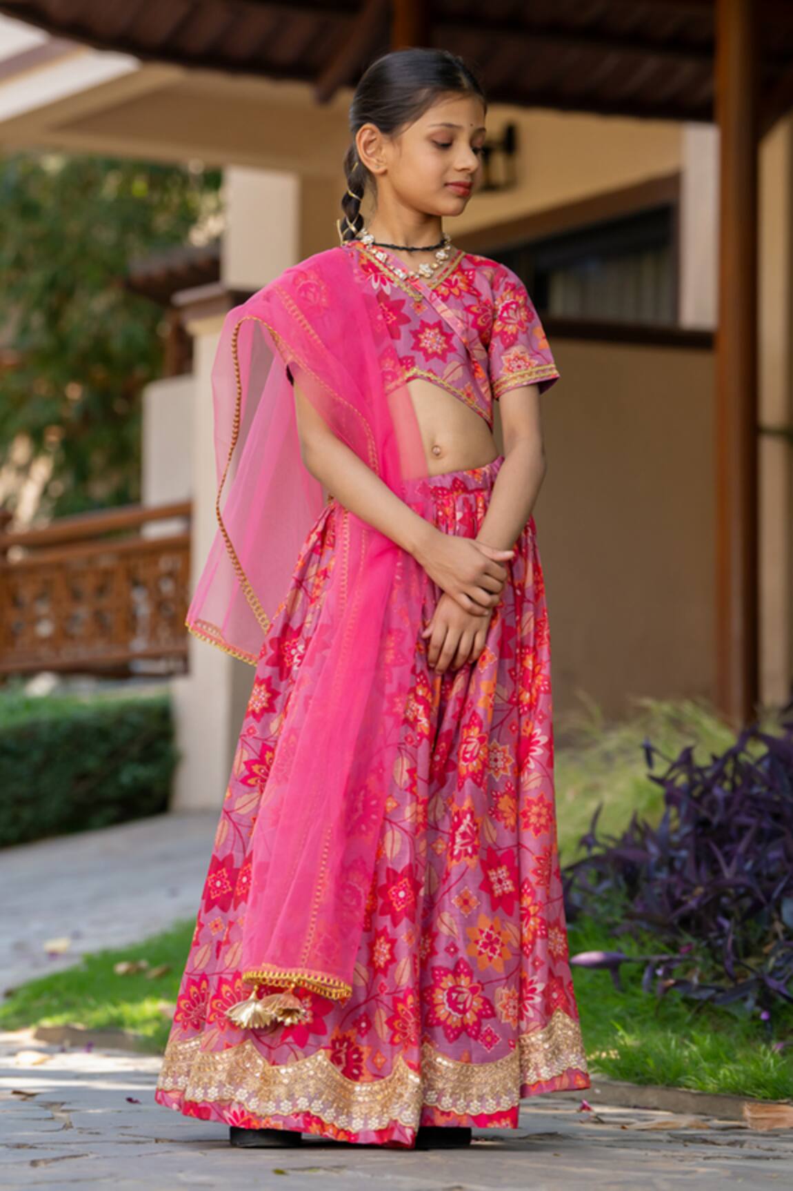 YUVRAANI JAIPUR Cherry Red Printed Lehenga Set 