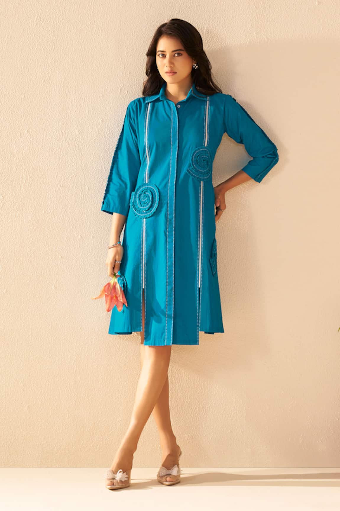 Savaaya Teal Blue Designer Fern Dress 