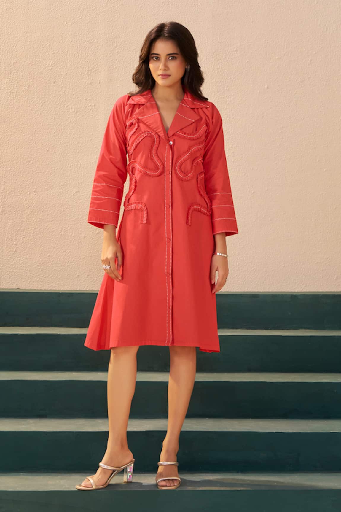 Savaaya Poppy Orange Midi Dress 