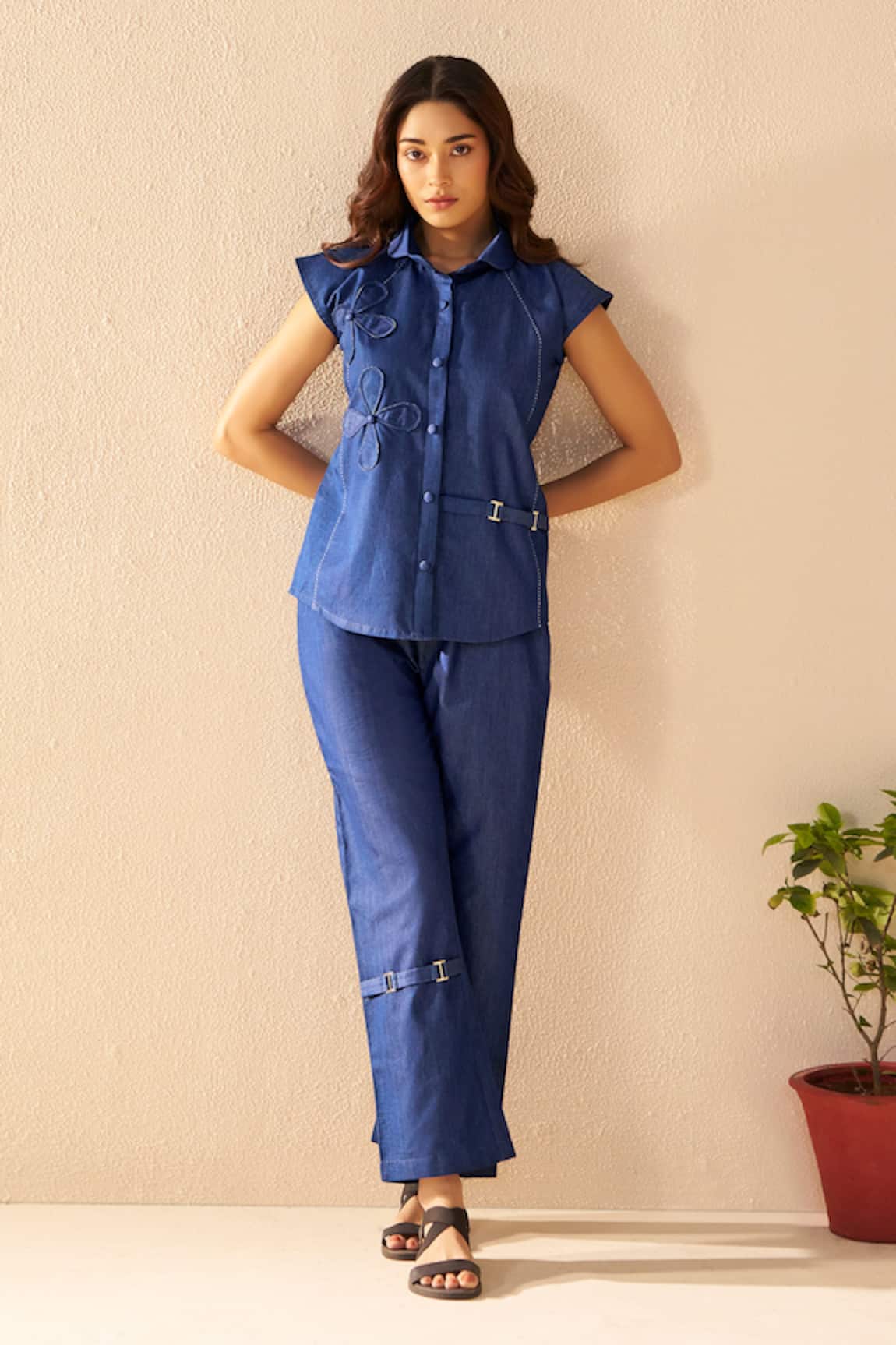 Savaaya Blue Denim Shirt & Pant Set 