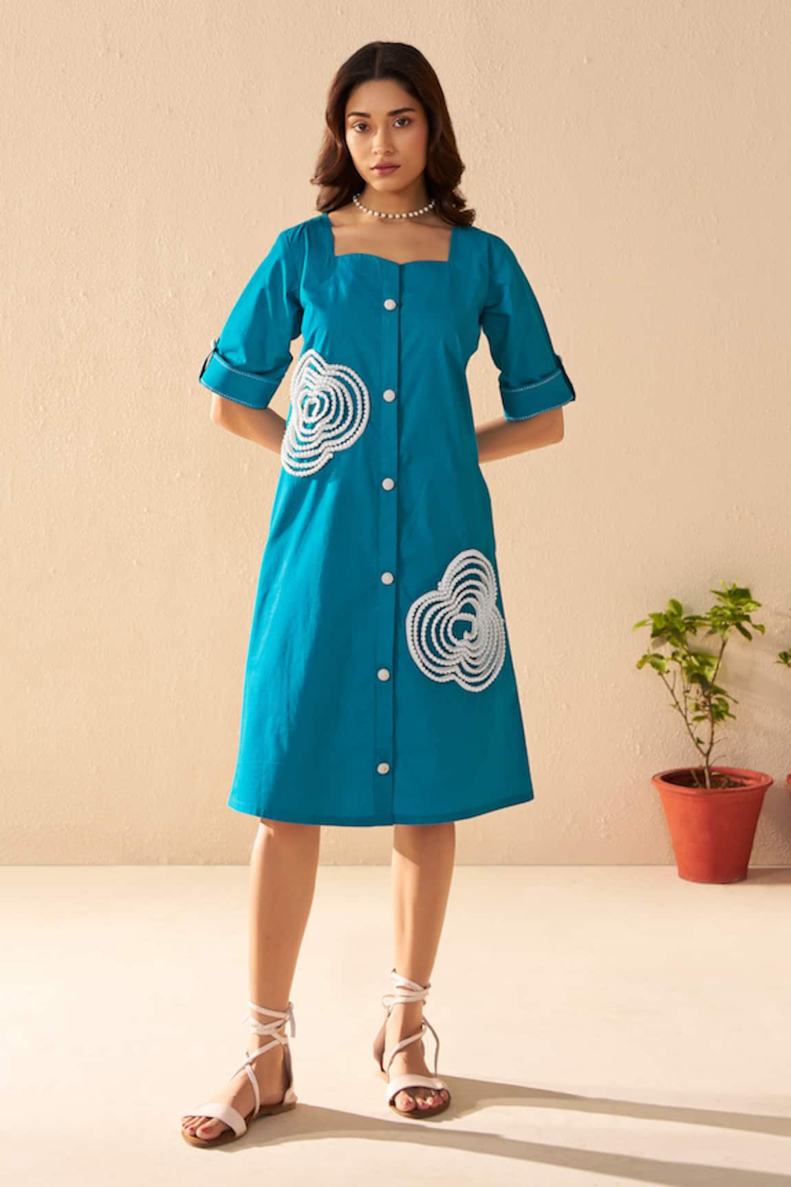 Savaaya Teal Blue Aurora Midi Dress 