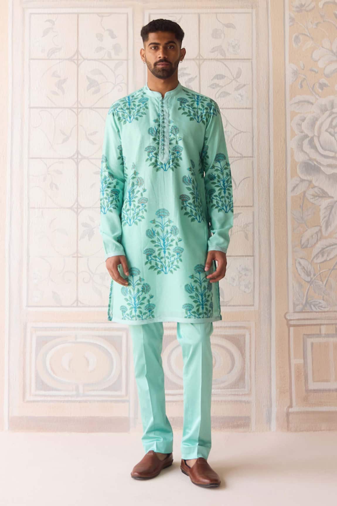 Shyam Narayan Prasad Plume Blue Printed Kurta Set 