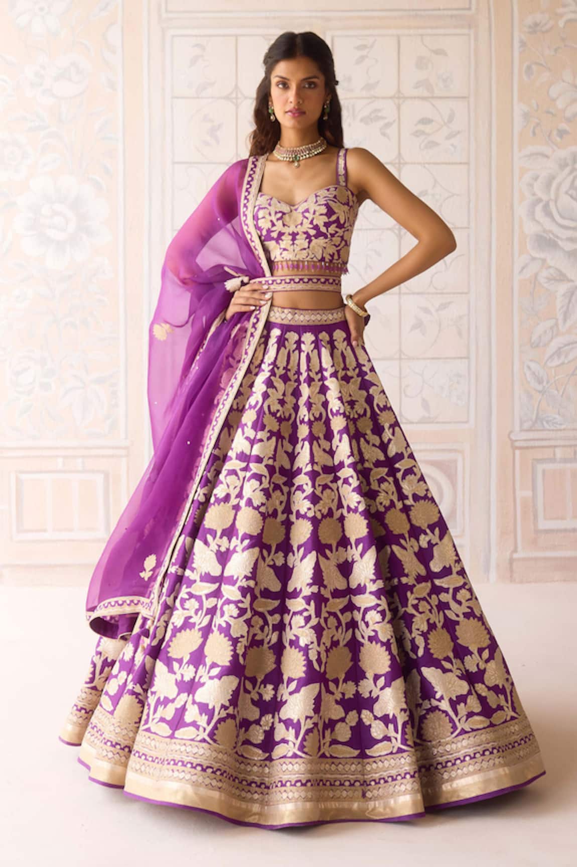 Shyam Narayan Prasad Phlox Purple Embroidered Lehenga Set 