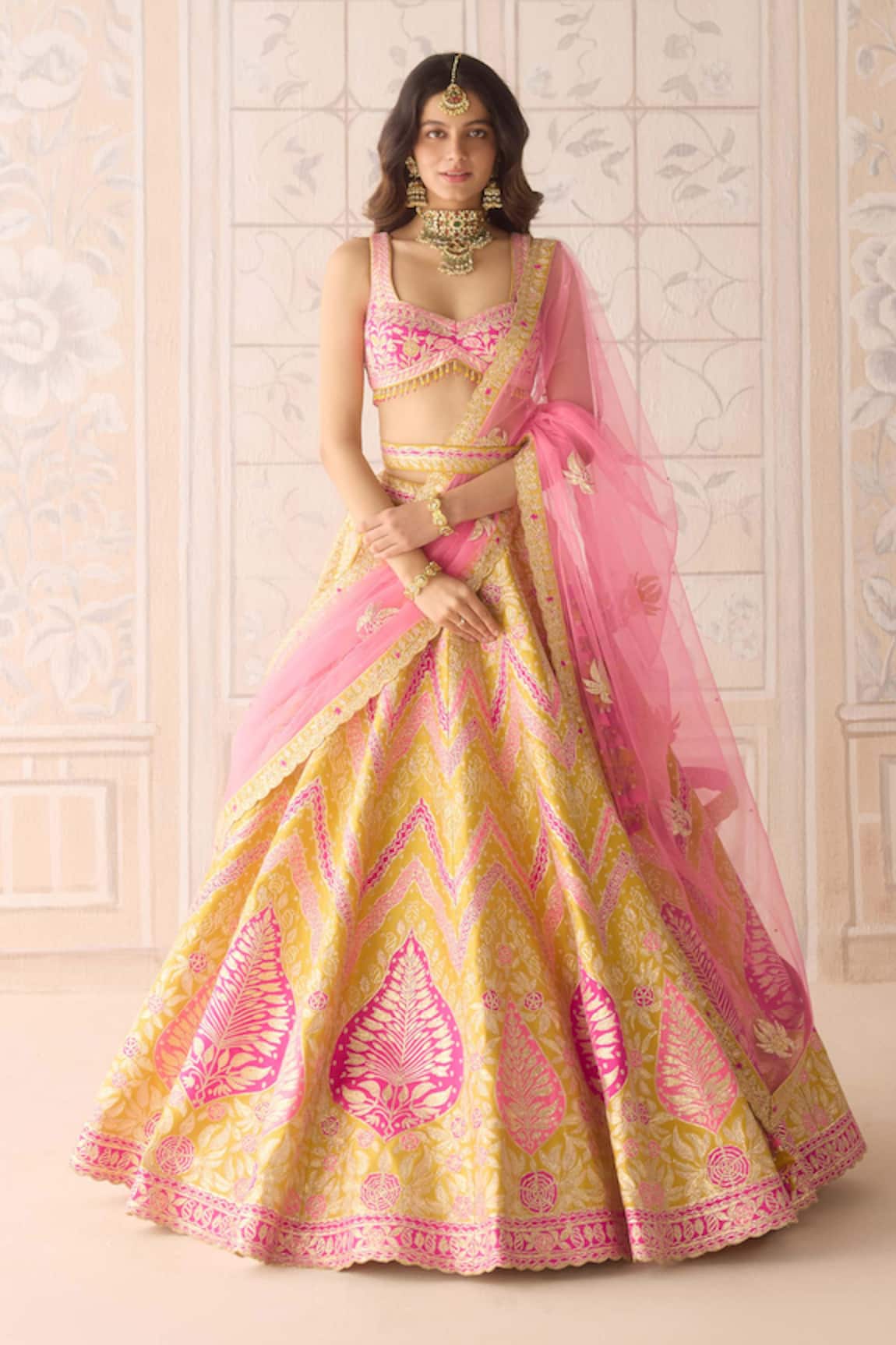 Shyam Narayan Prasad Freesia Yellow Embroidered Lehenga Set 