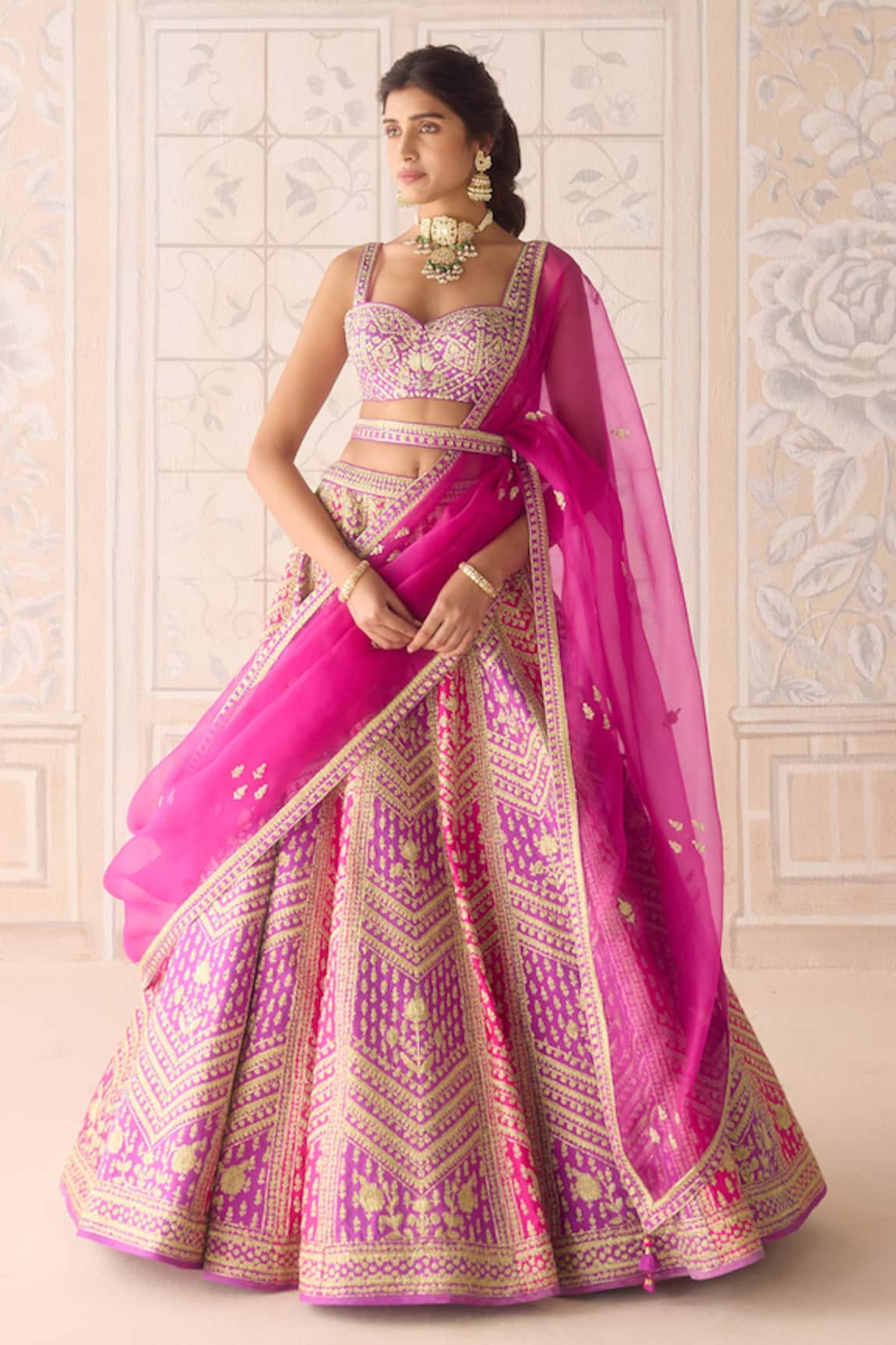 Shyam Narayan Prasad Zari Dori Embroidered Lehenga Set 