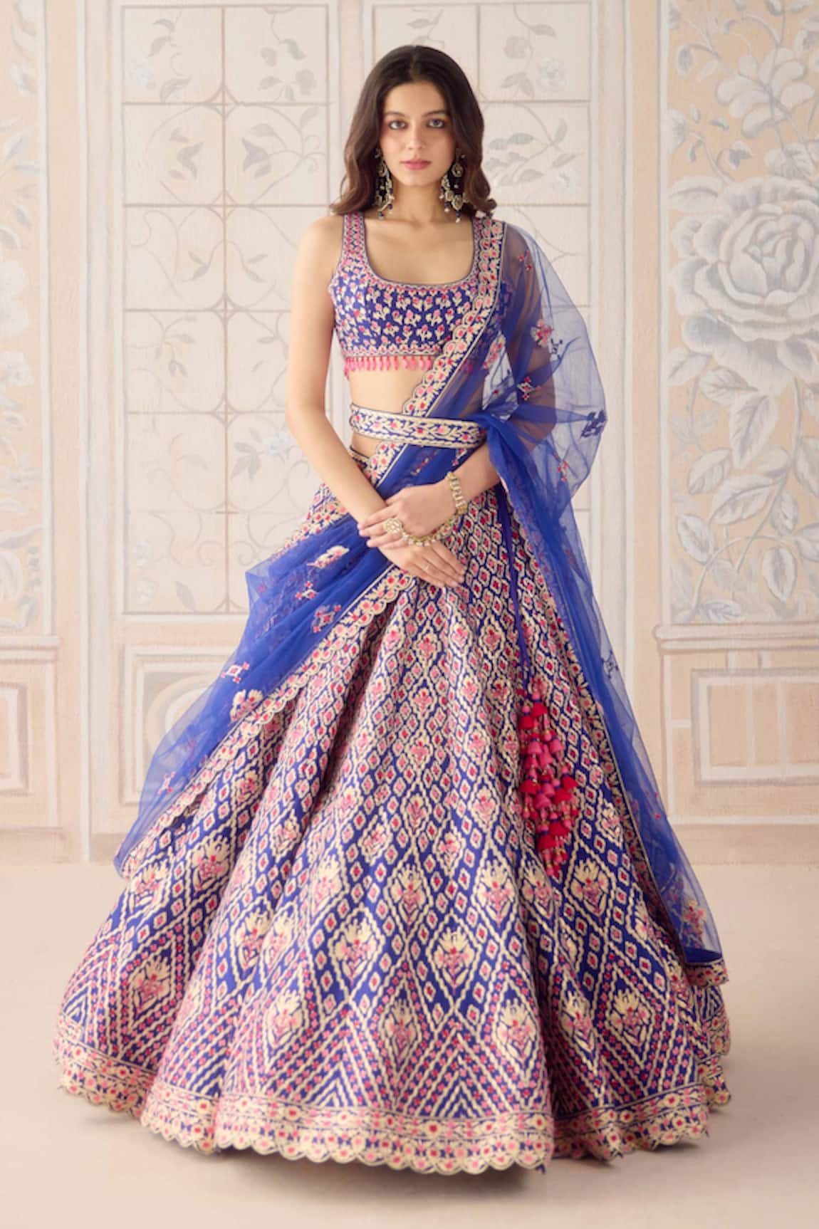Shyam Narayan Prasad Mazarine Blue Gota Embroidered Lehenga Set 