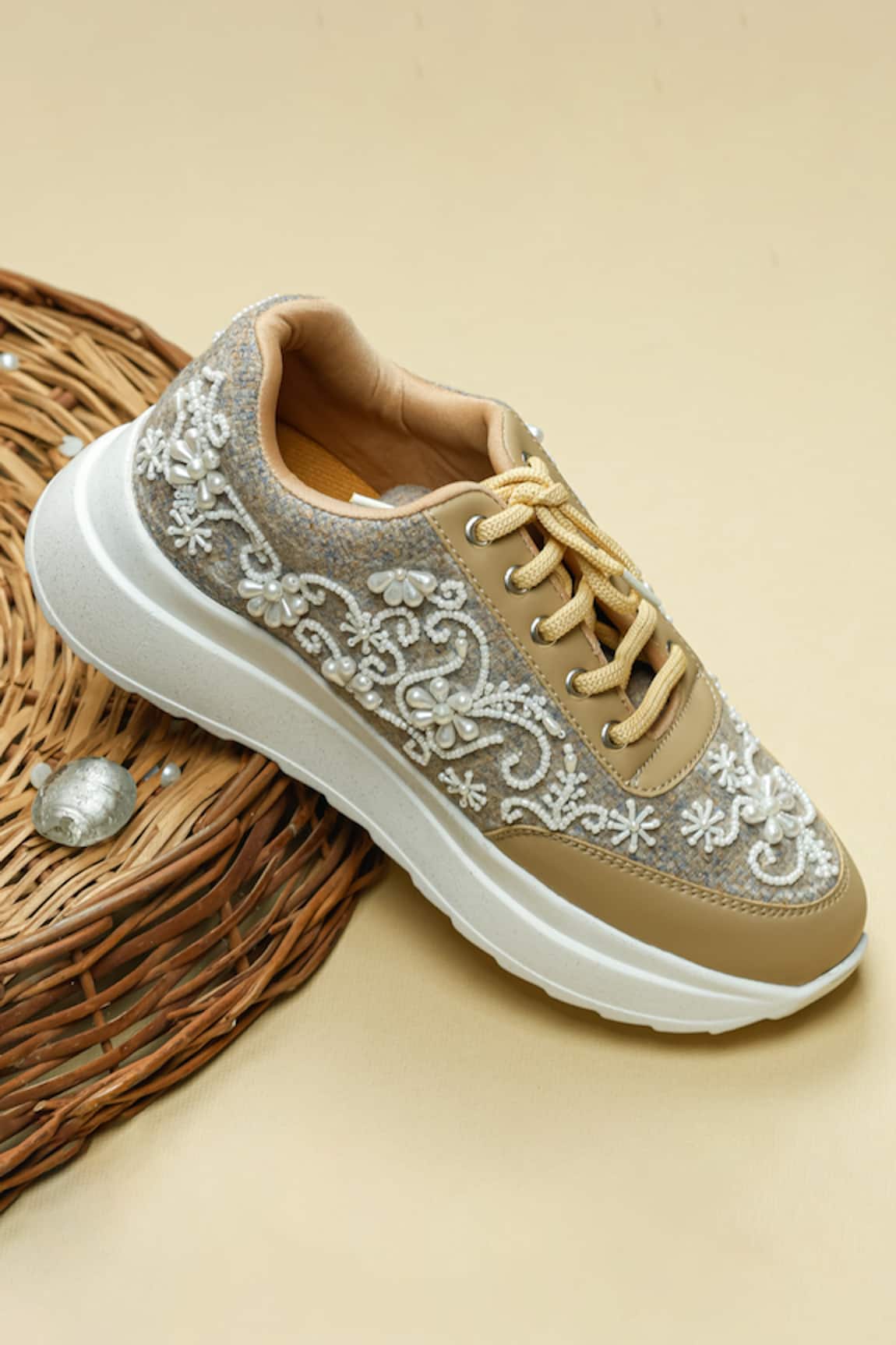 Sole Mates by Palak Pearly Embroidered Sneakers 