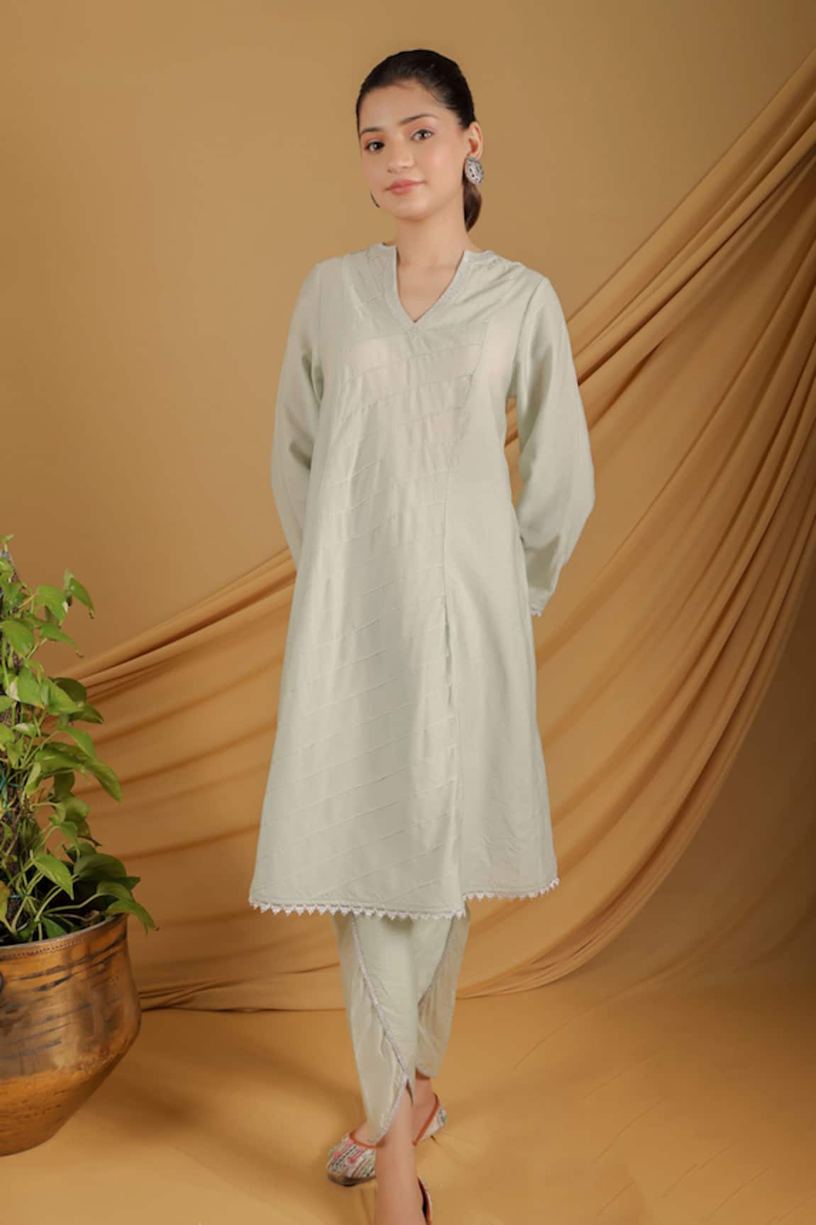 Grass & Sunshine Pastel Petal Kurta & Pant Set 
