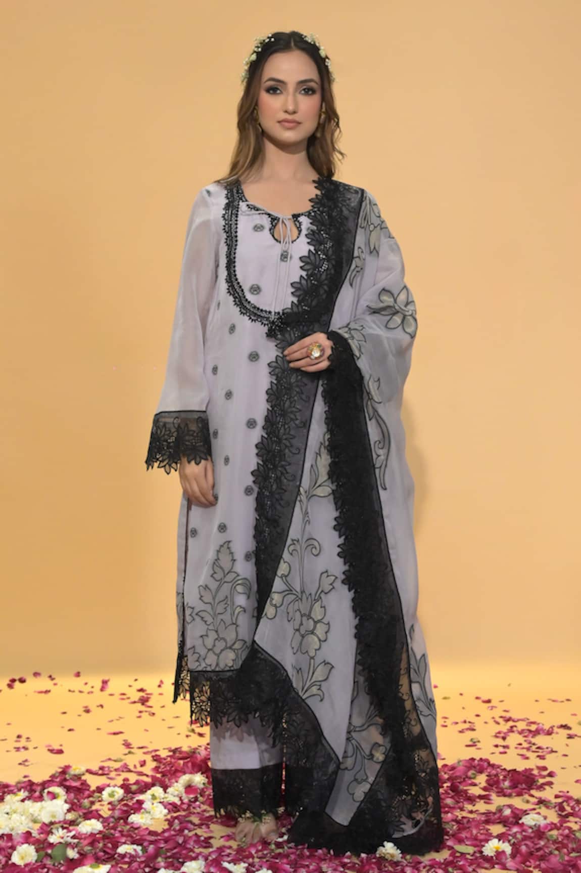 Rachit Khanna Lavender Organza Straight Kurta Set 