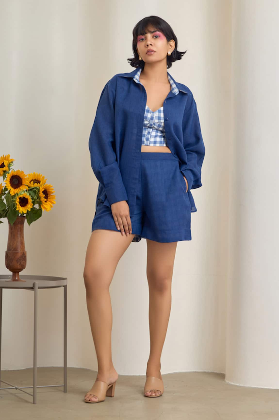MAISOLOS Navy Blue Shirt & Shorts Set 