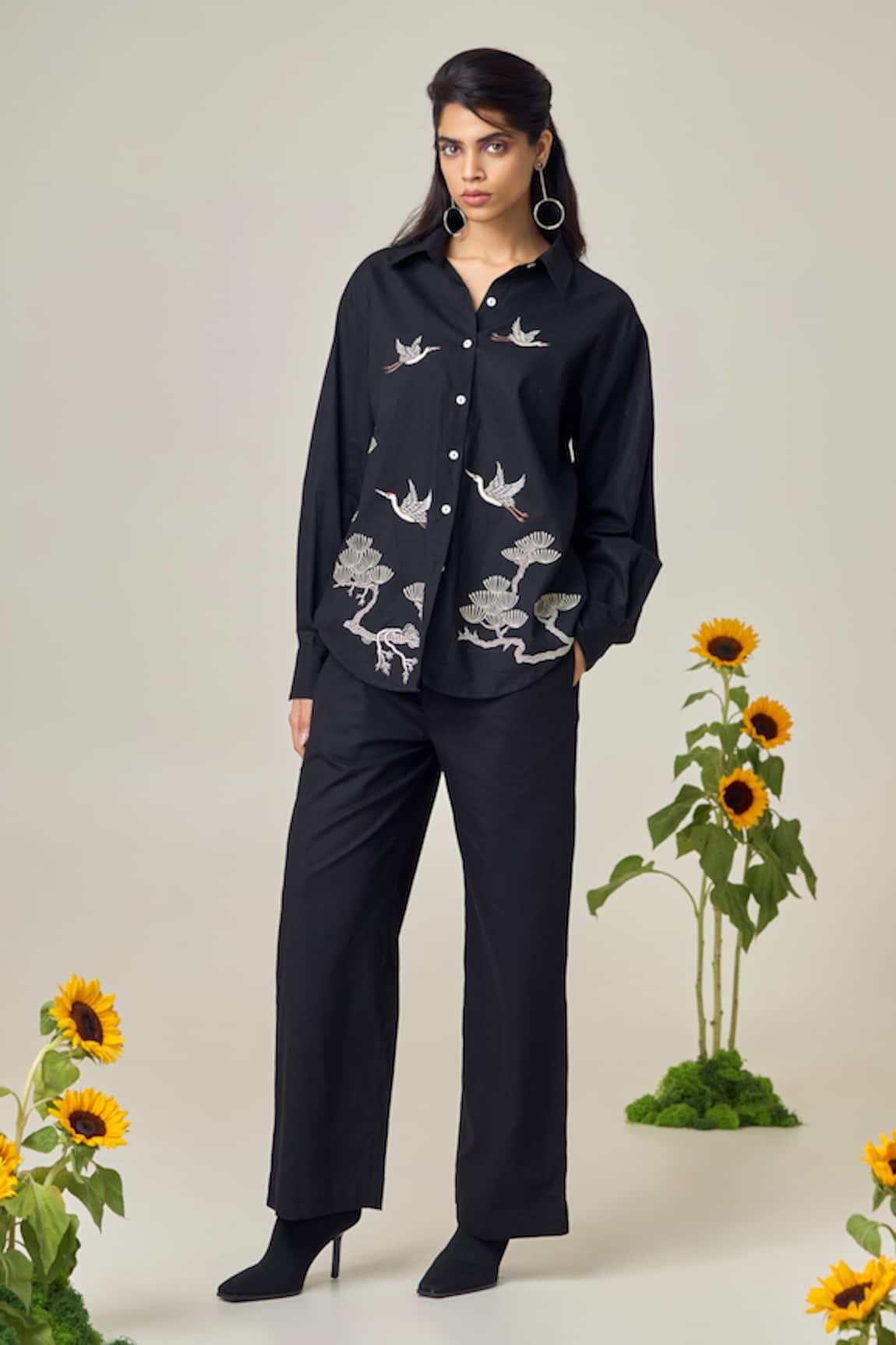 MAISOLOS Black Designer Shirt & Pant Set 
