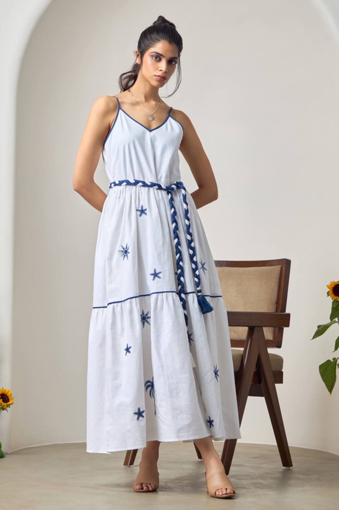 MAISOLOS White Linen Maxi Dress 